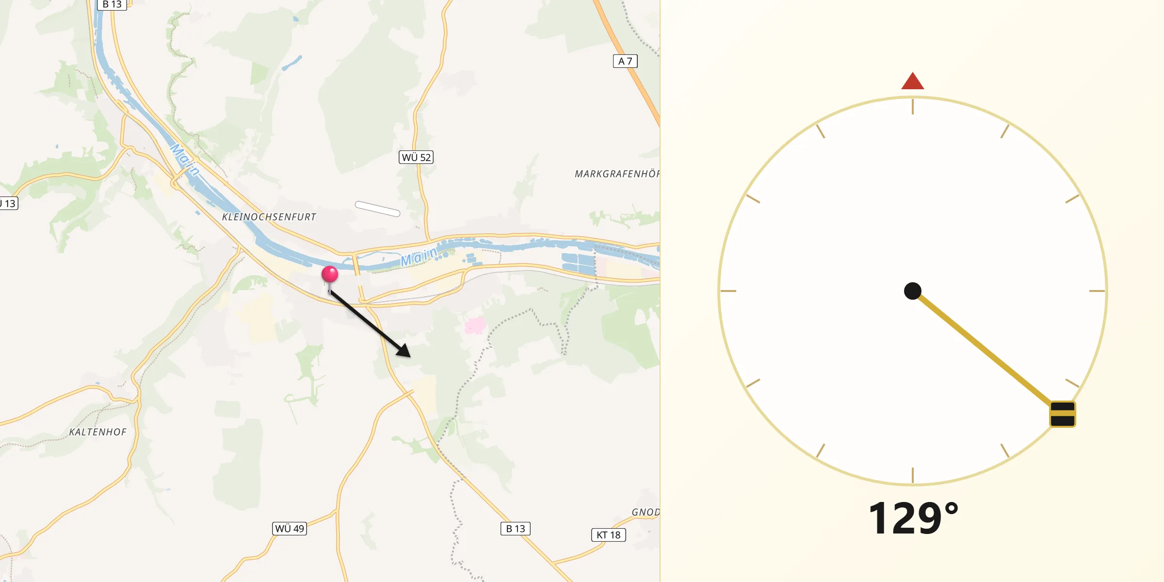 Qibla-Richtung von Ochsenfurt