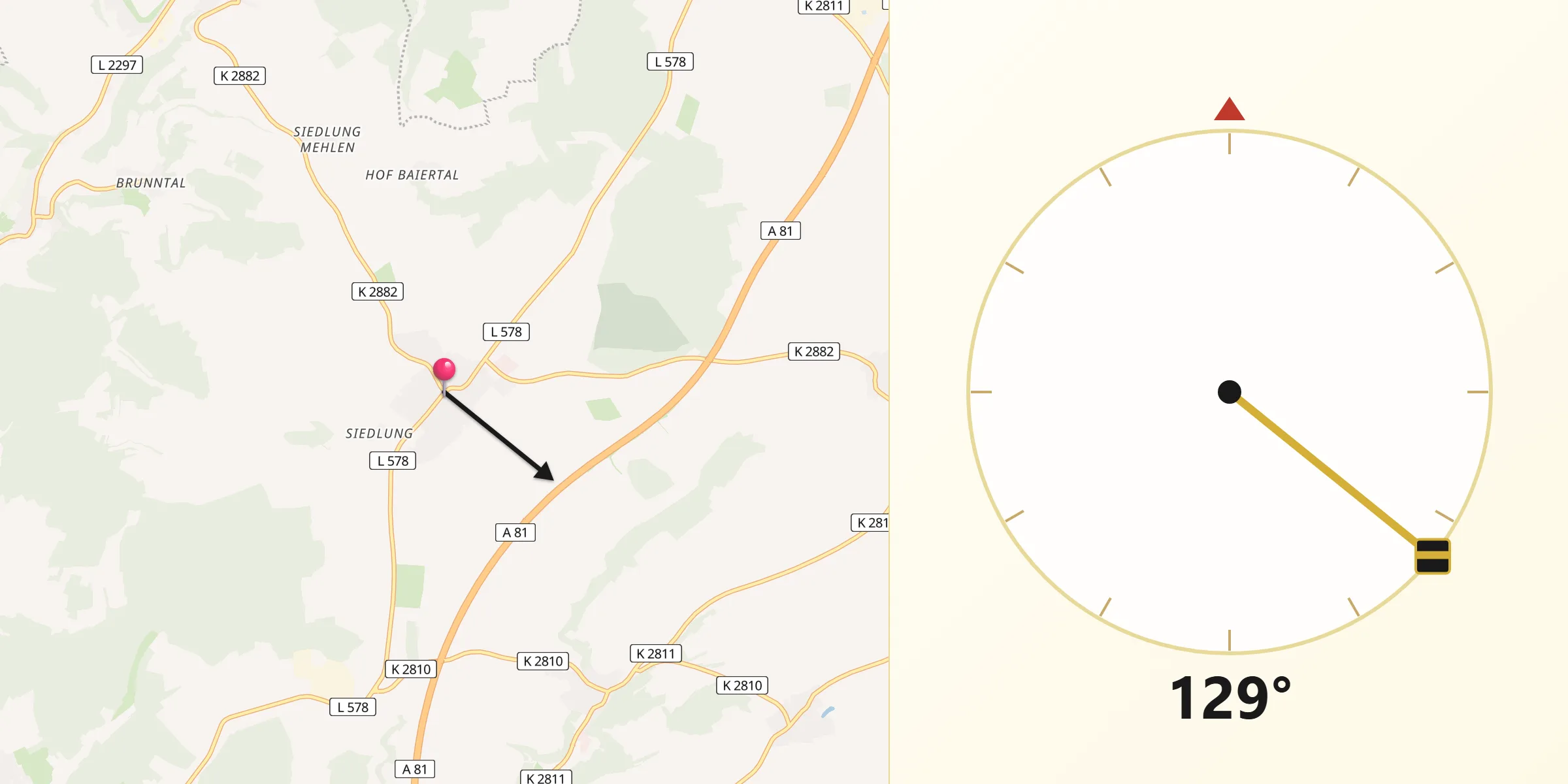 Qibla-Richtung von Großrinderfeld