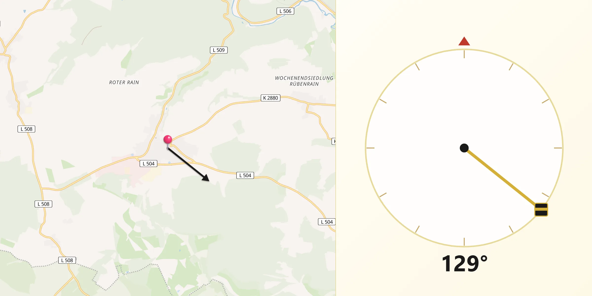 Qibla-Richtung von Külsheim