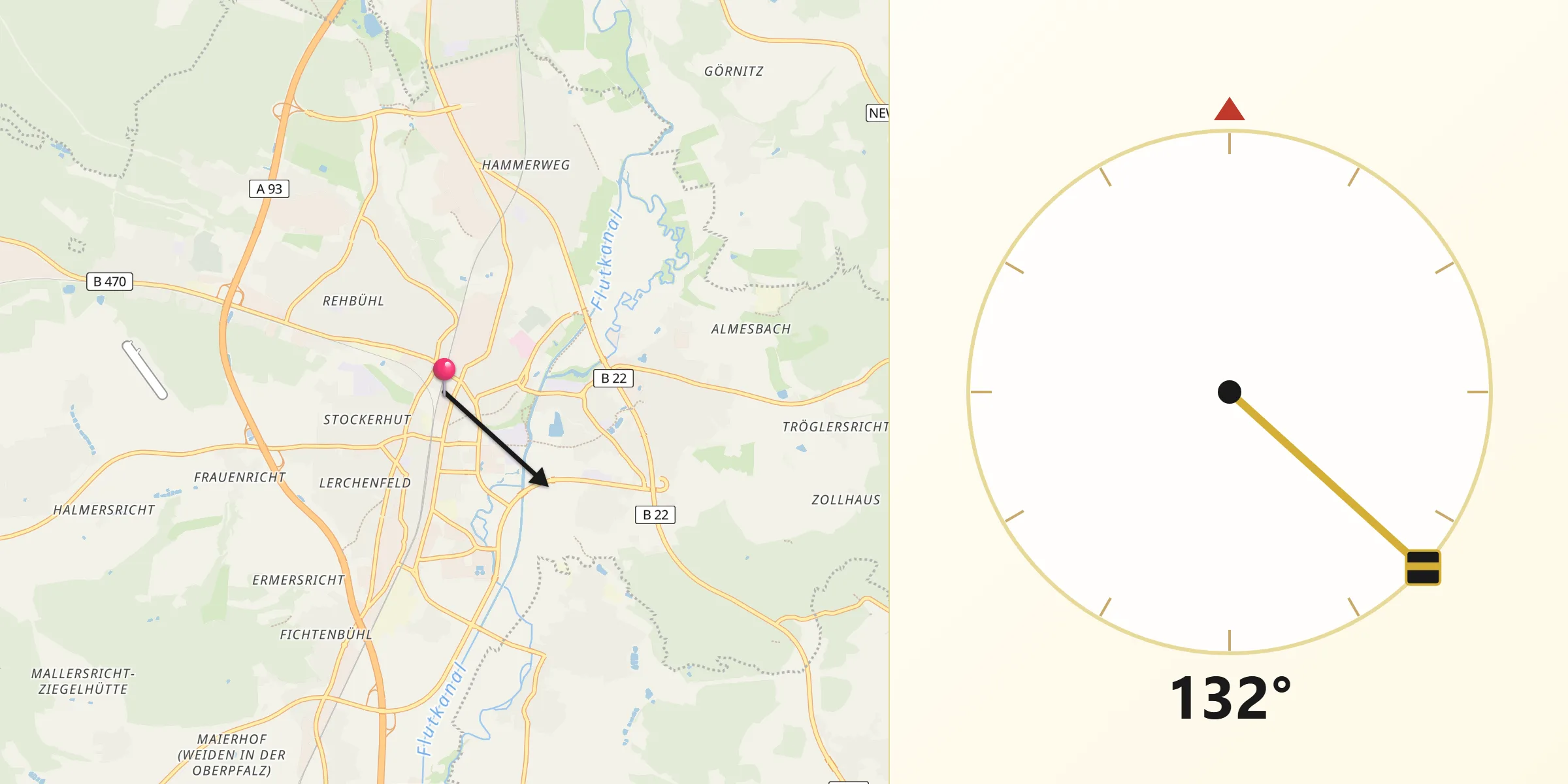 Qibla-Richtung von Weiden