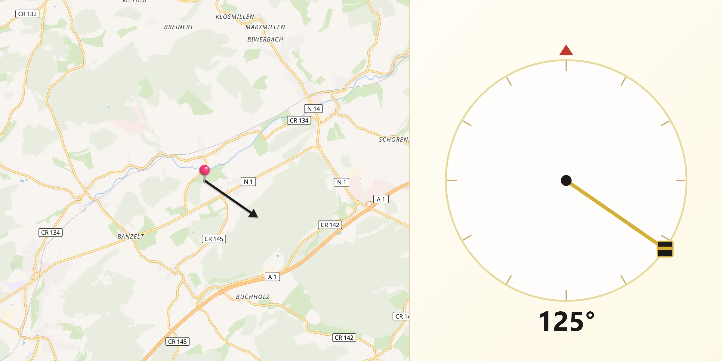 Qibla-Richtung von Betzdorf