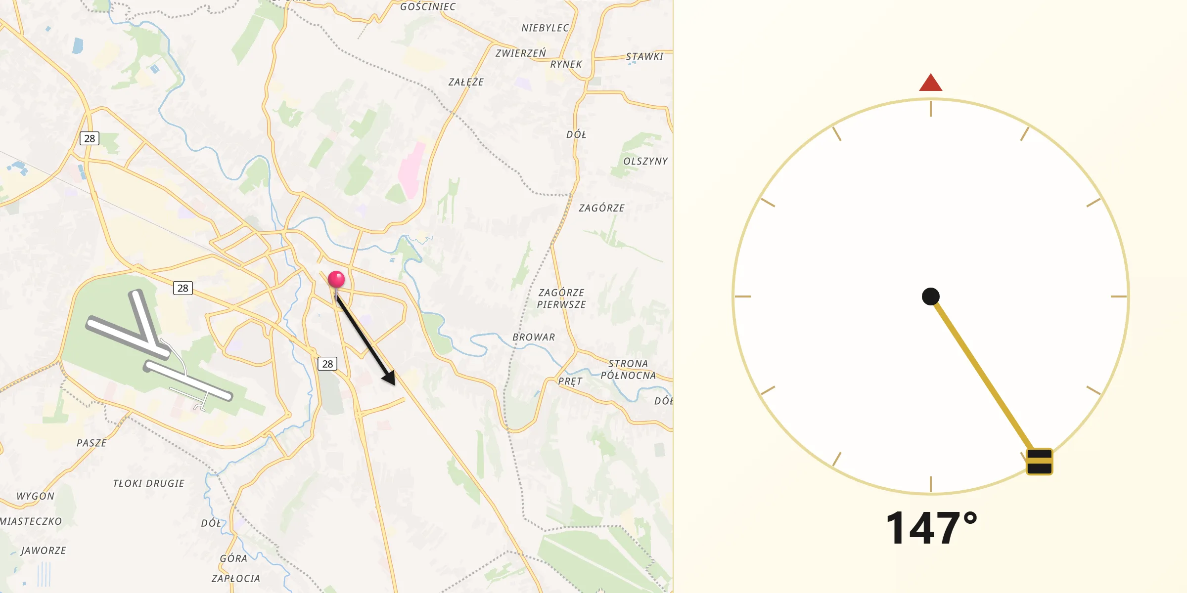 Kierunek Qibla z Krosno