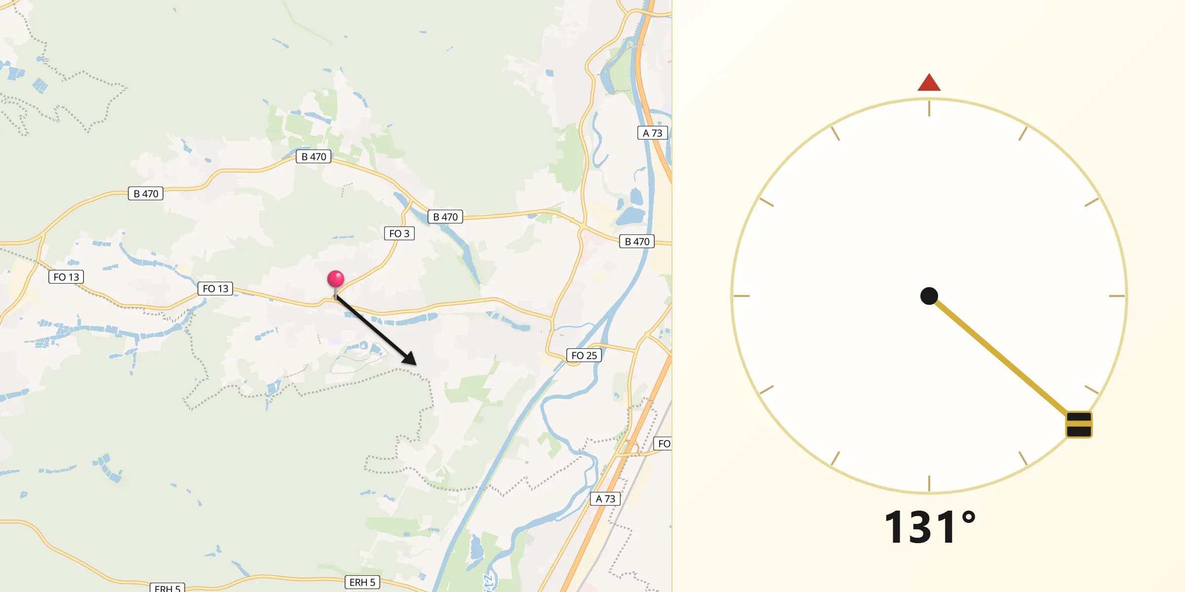 Qibla-Richtung von Heroldsbach