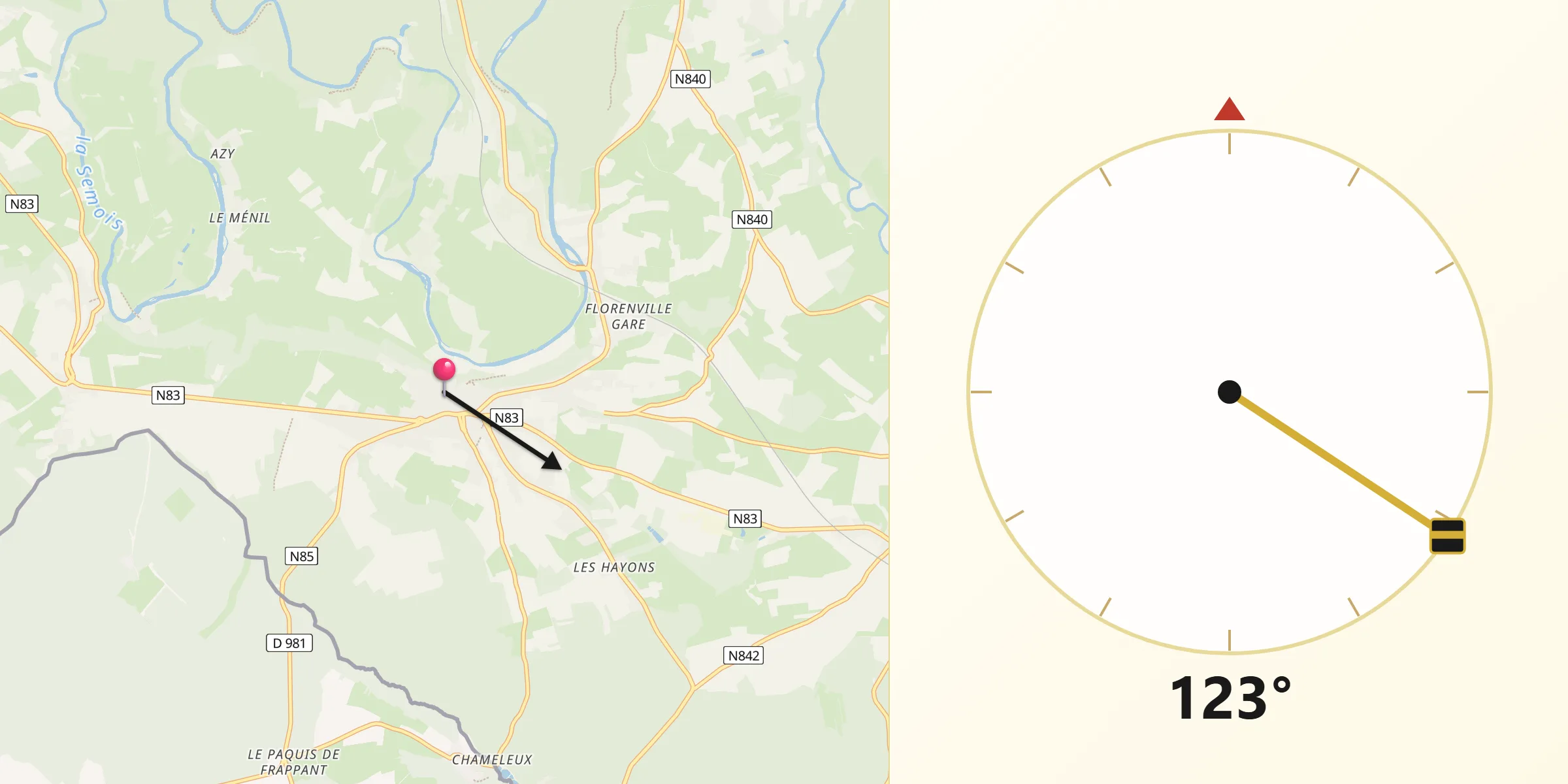 Direction vers la Qibla depuis Florenville