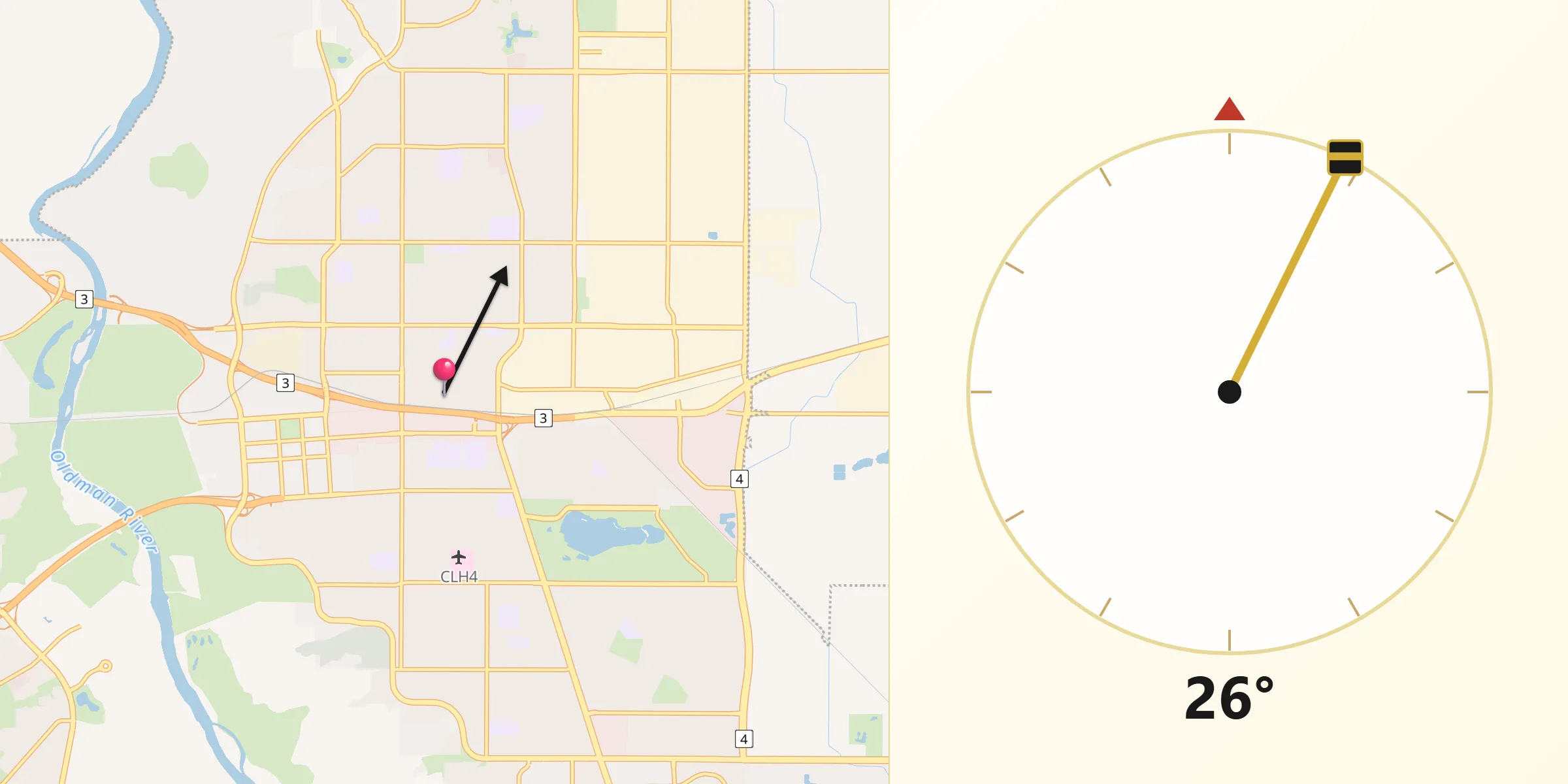 Qibla Direction from Lethbridge