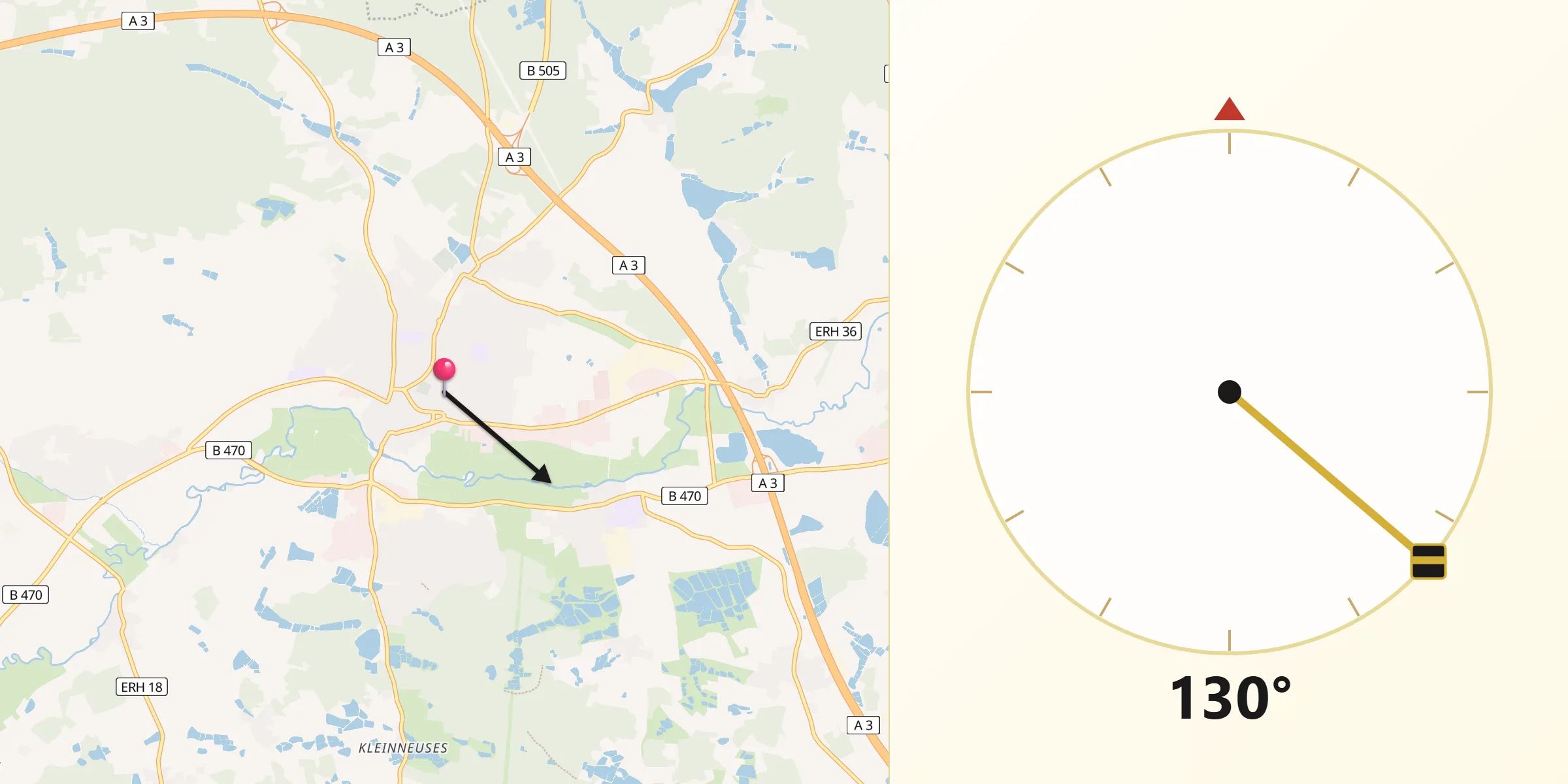 Qibla-Richtung von Höchstadt an der Aisch