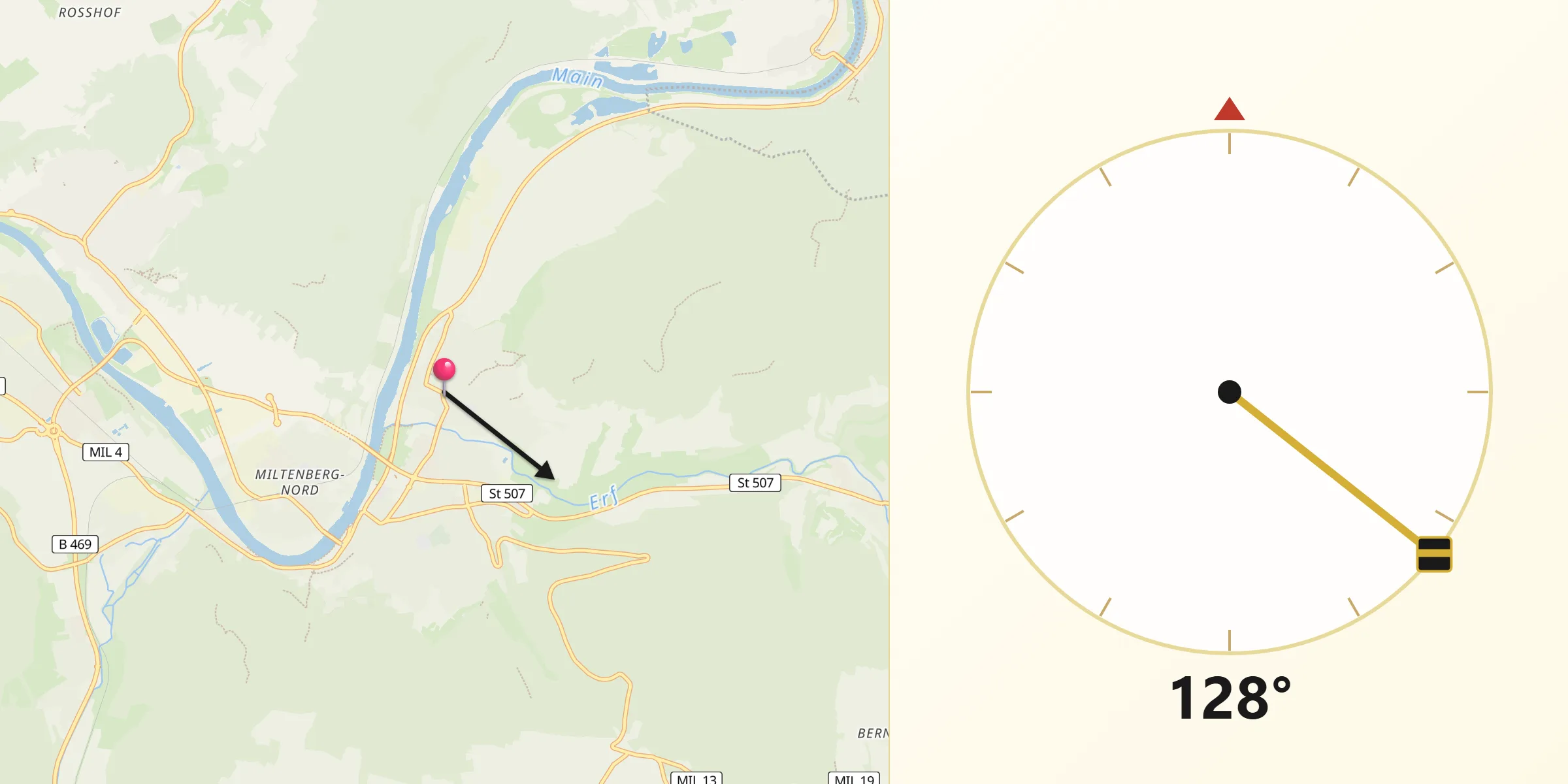 Qibla-Richtung von Bürgstadt
