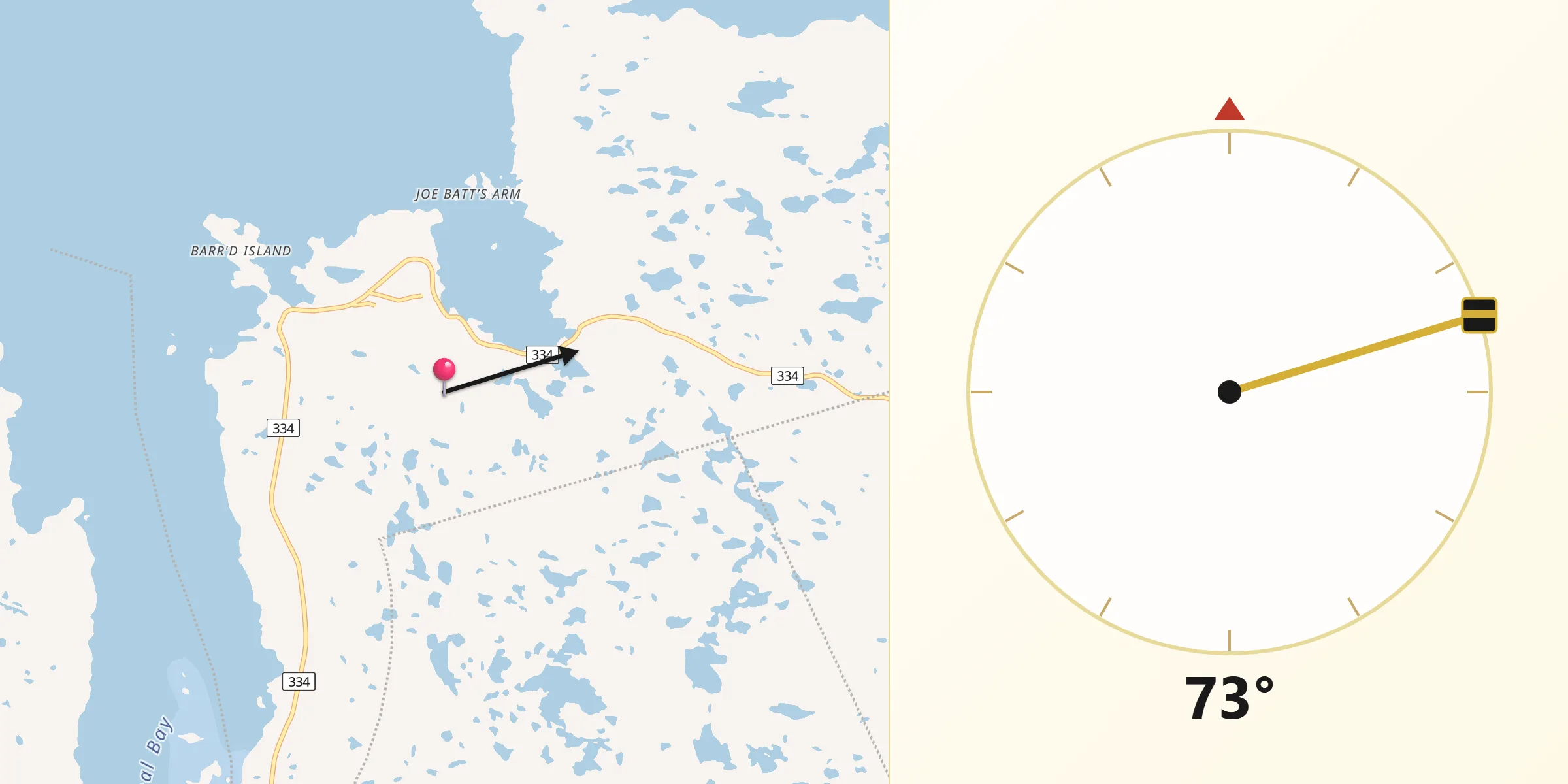 Qibla Direction from Fogo Island
