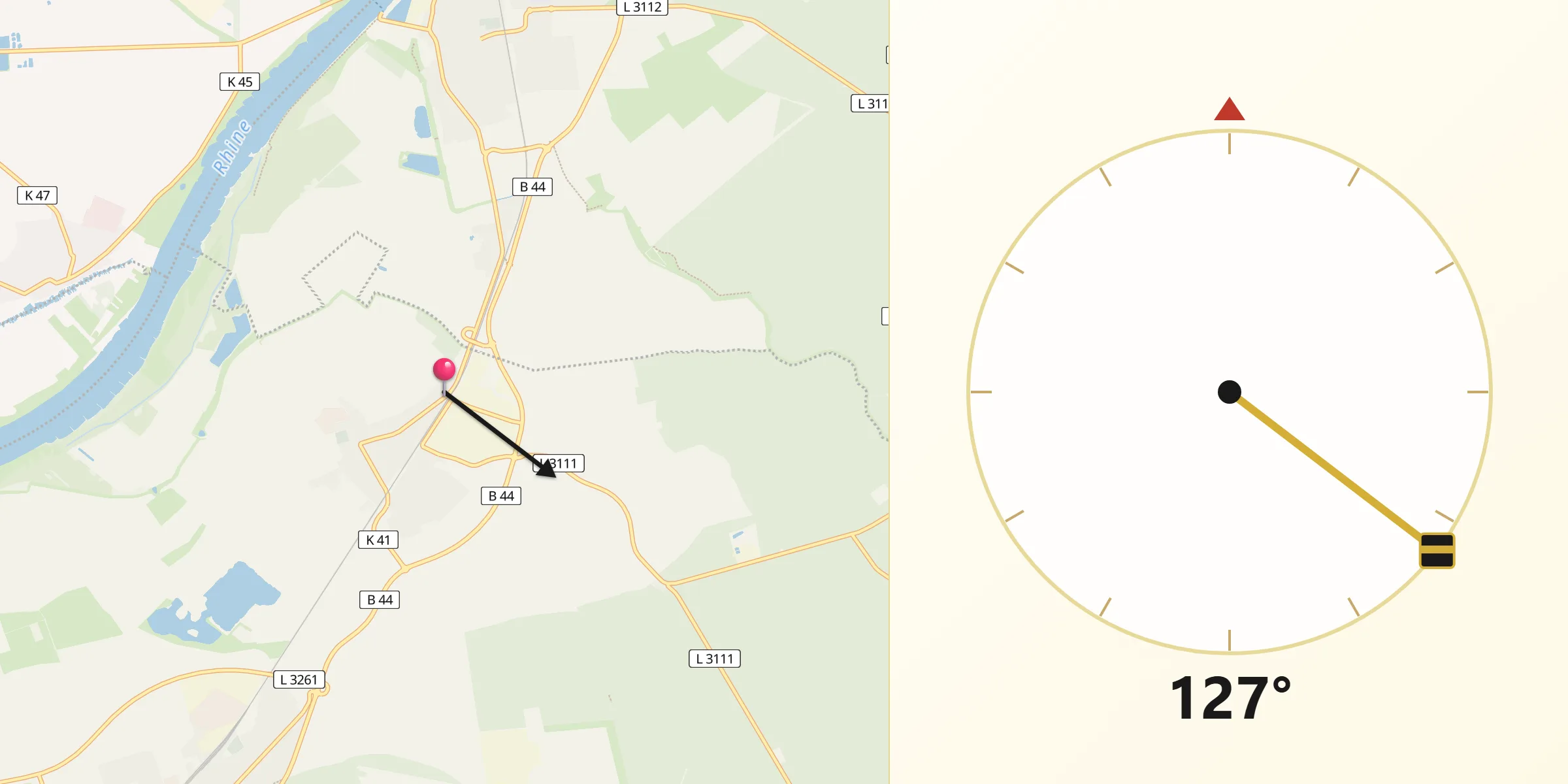 Qibla-Richtung von Groß-Rohrheim