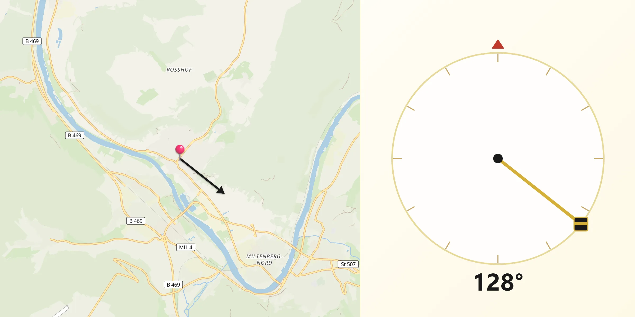Qibla-Richtung von Großheubach