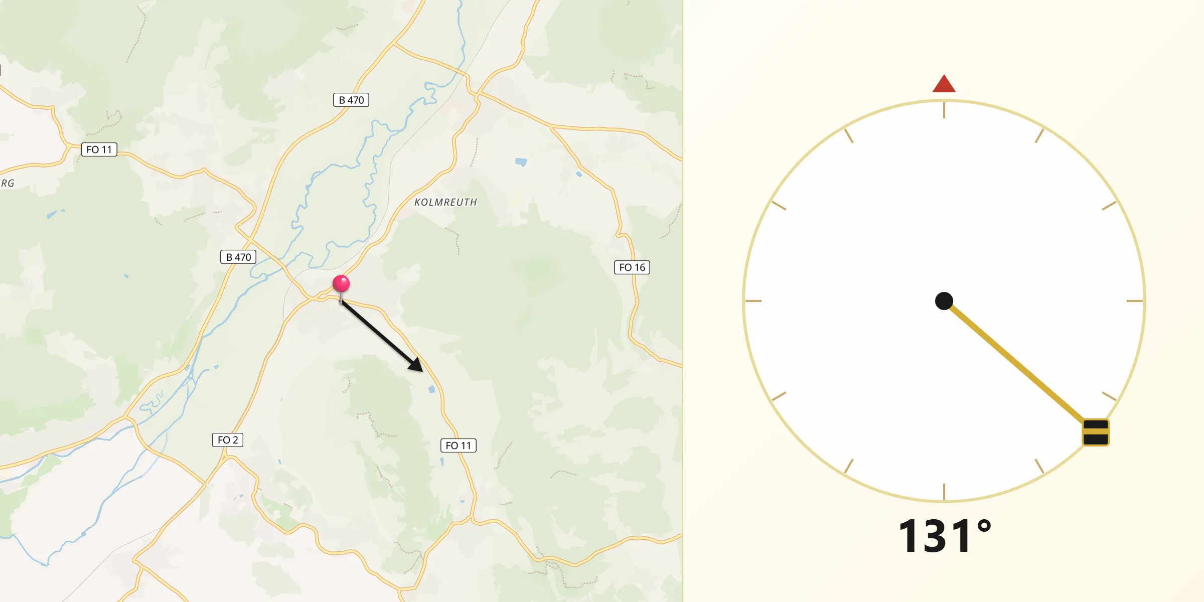 Qibla-Richtung von Kirchehrenbach