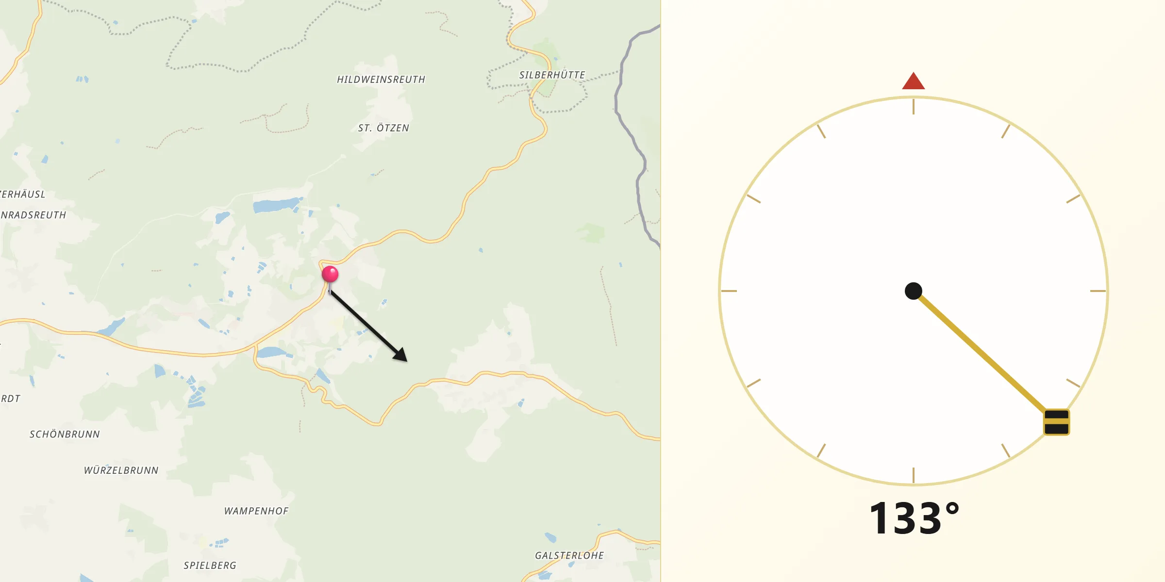 Qibla-Richtung von Flossenbürg