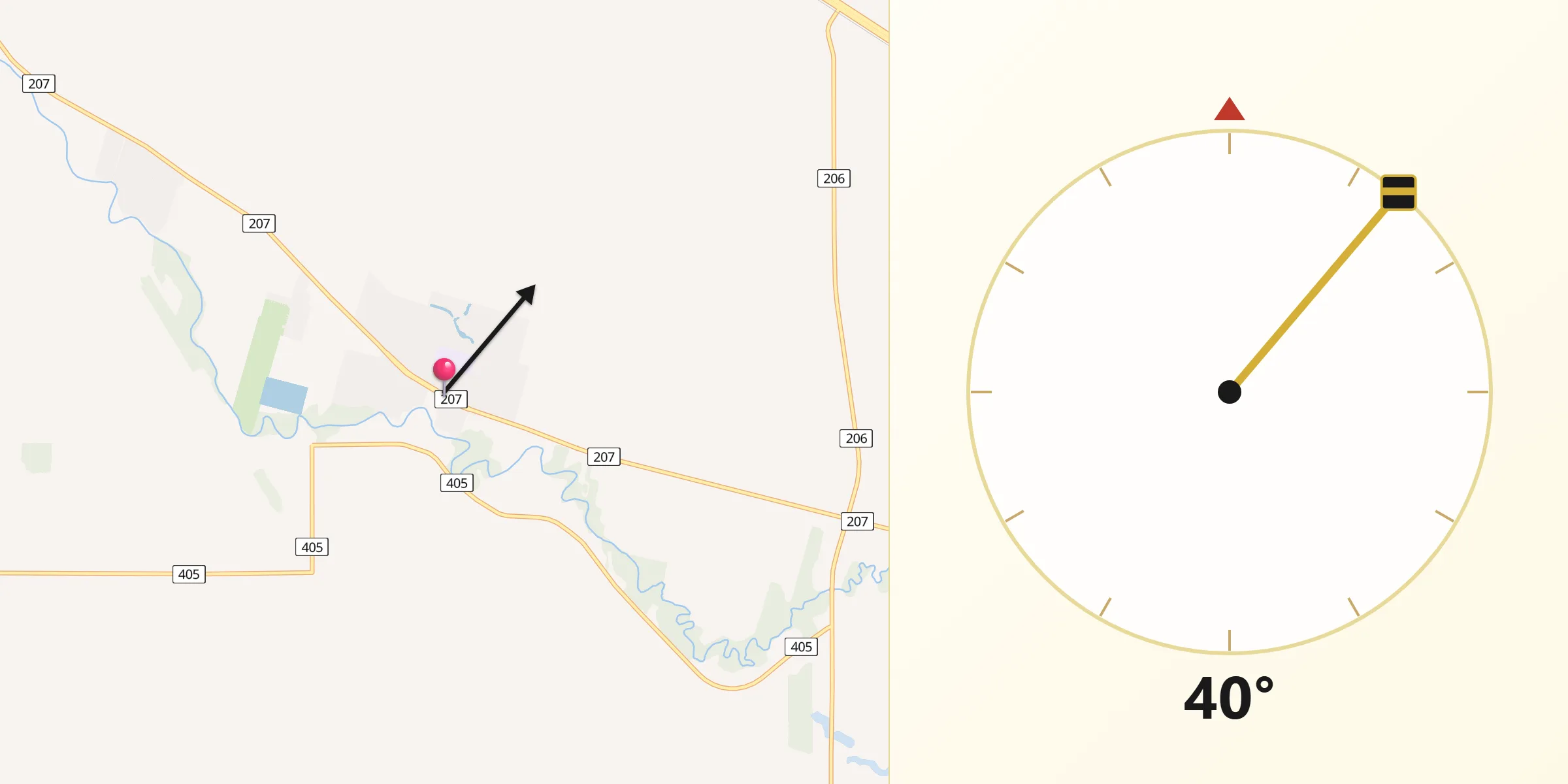 Qibla Direction from Lorette