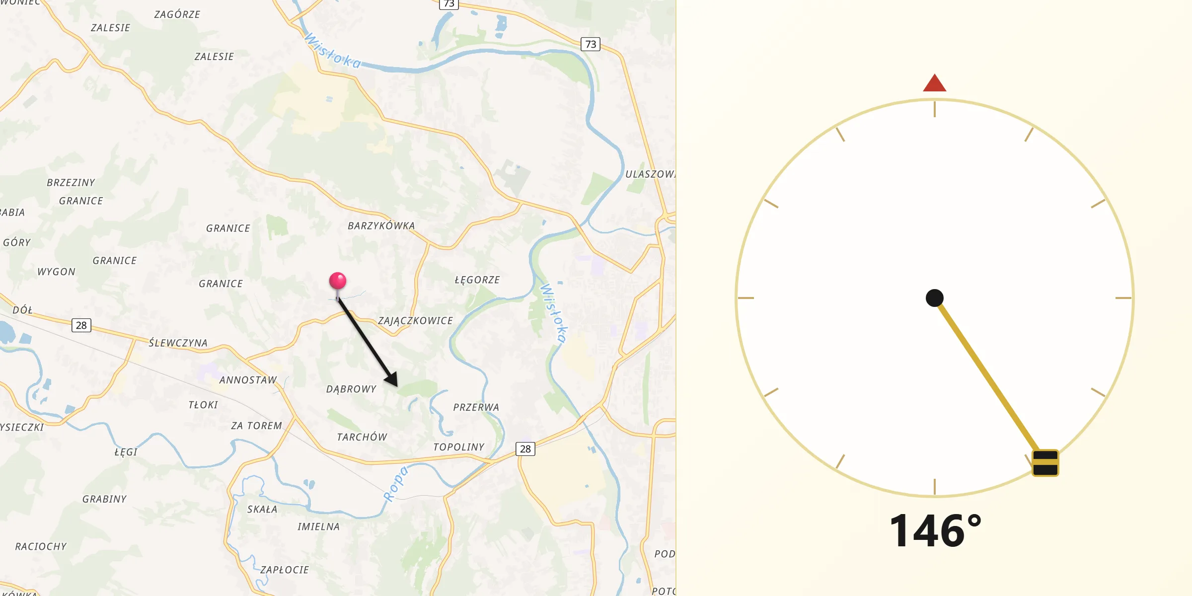 Kierunek Qibla z Trzcinica