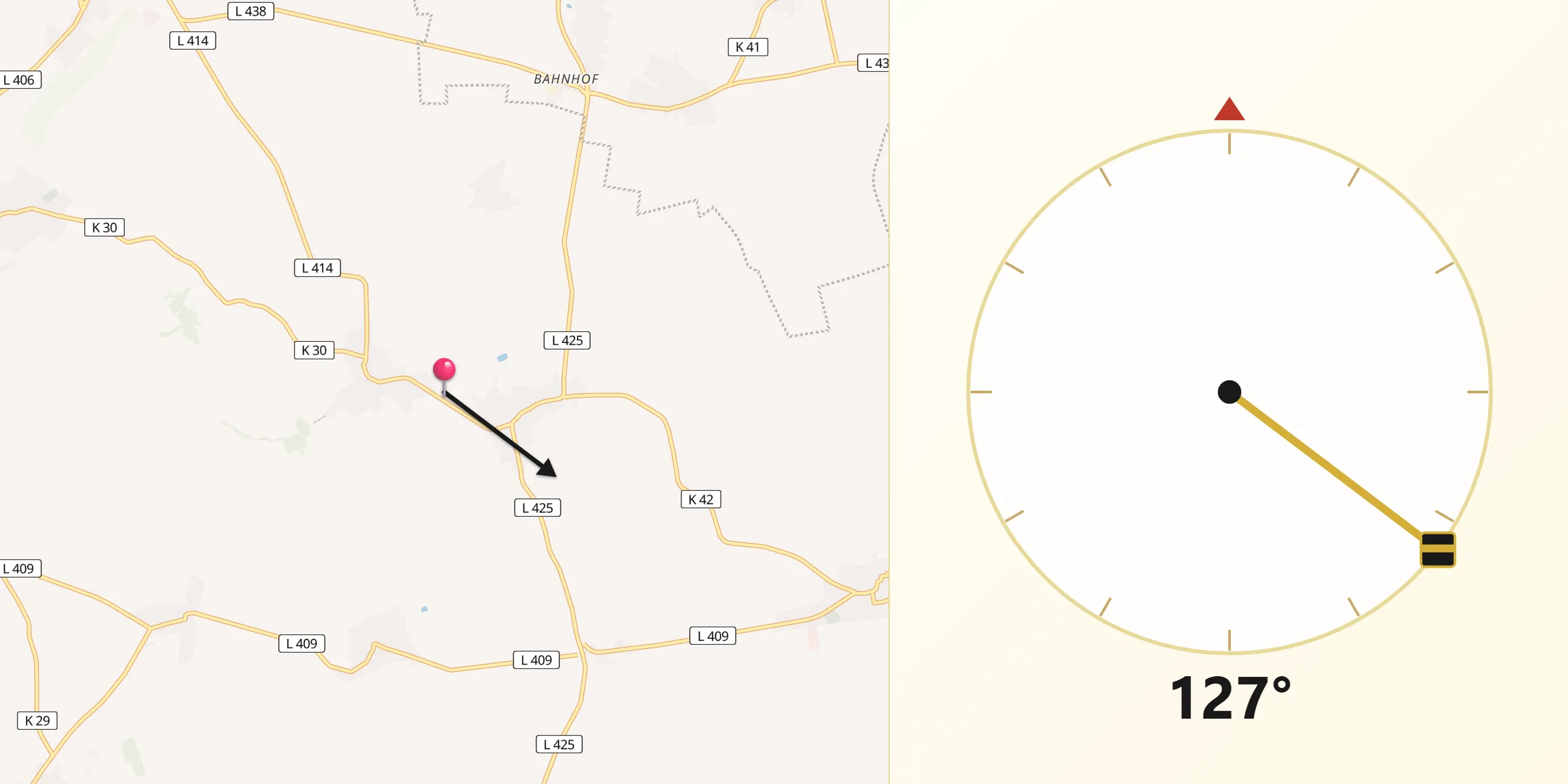 Qibla-Richtung von Dittelsheim-Heßloch