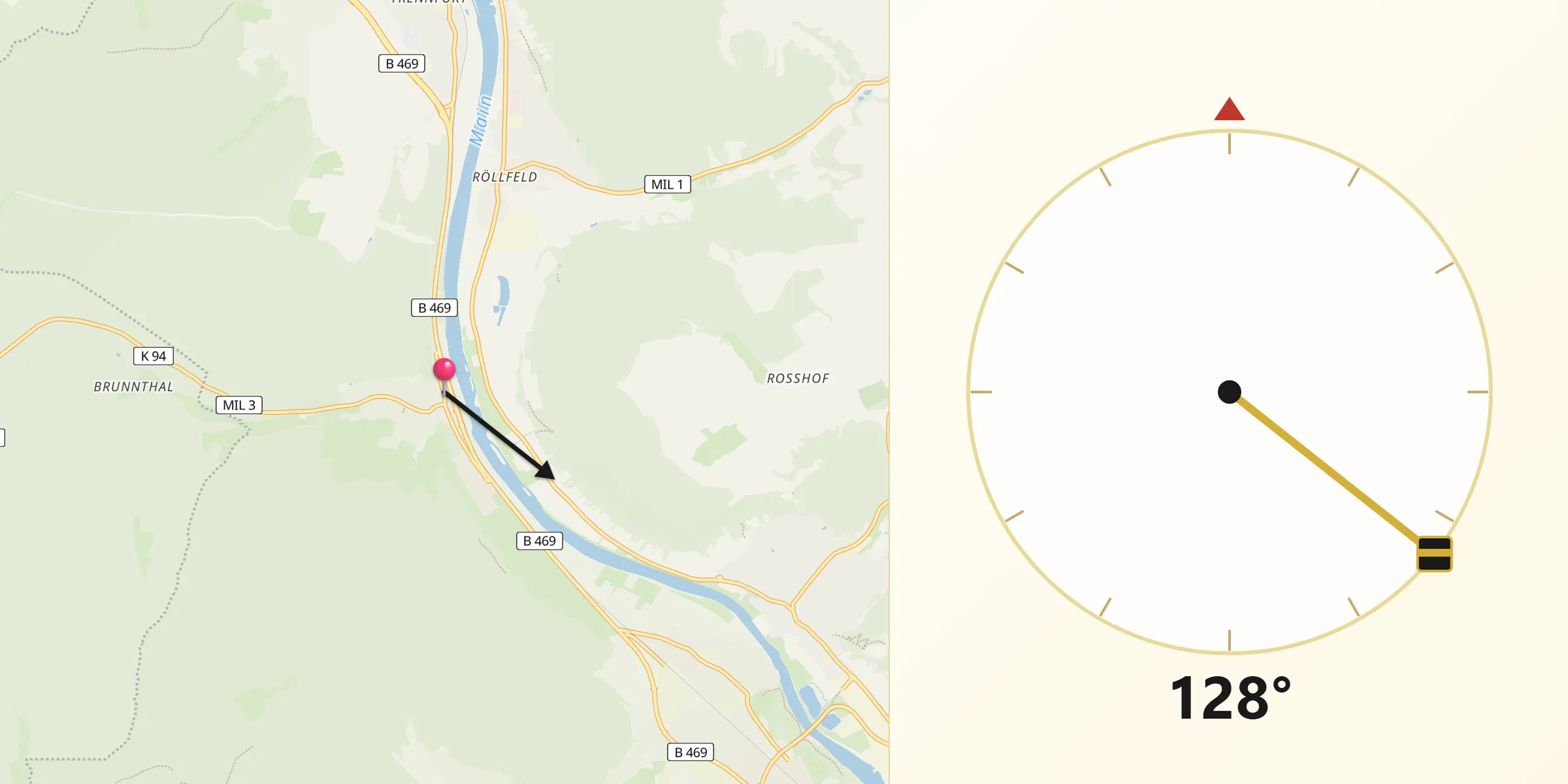 Qibla-Richtung von Laudenbach