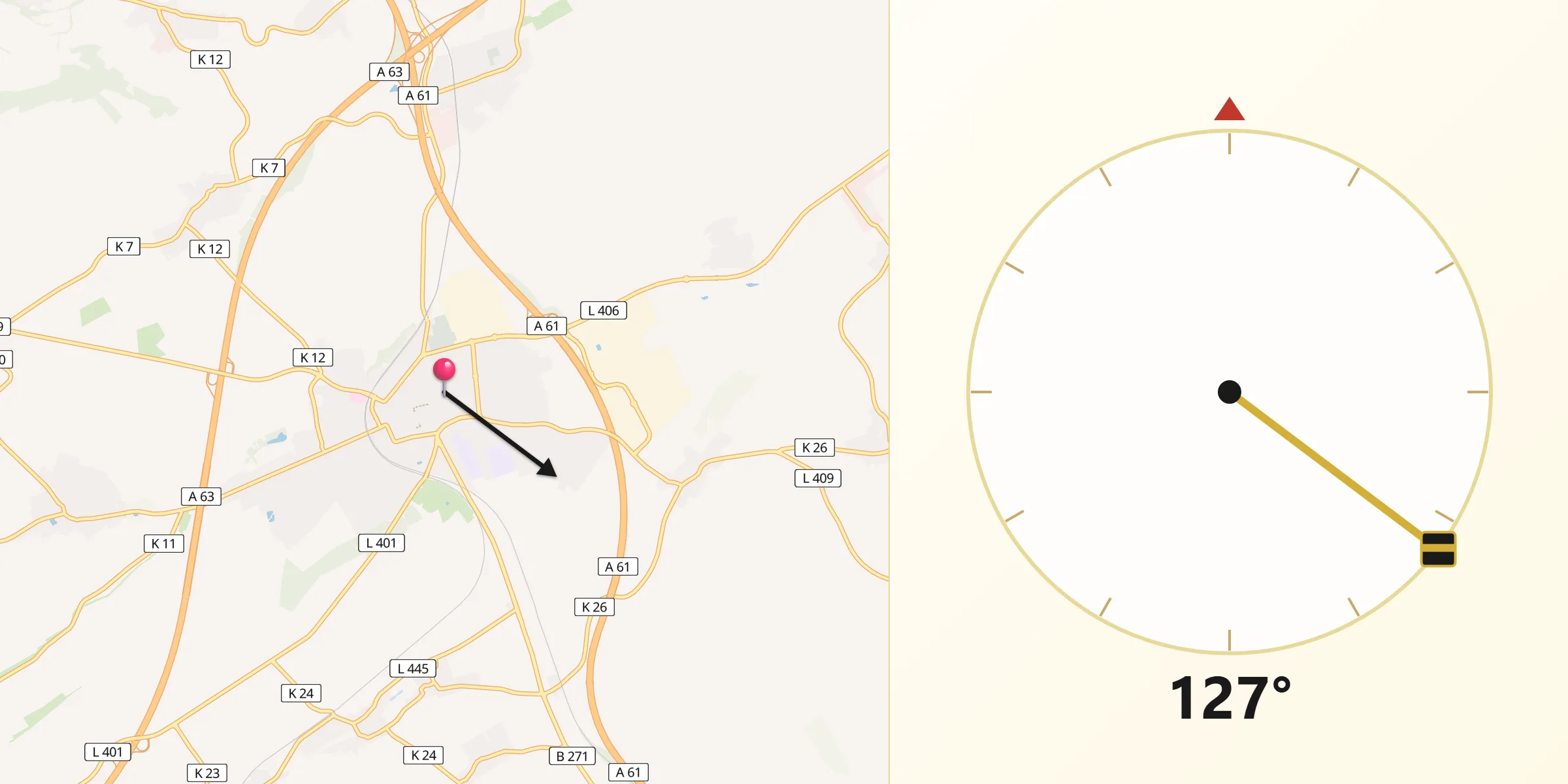Qibla-Richtung von Alzey