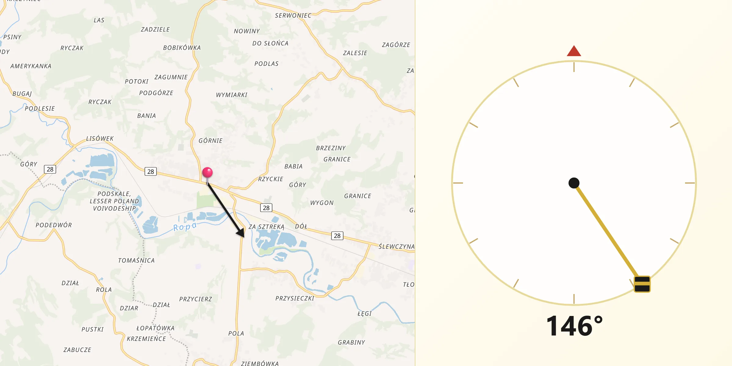Kierunek Qibla z Skołyszyn