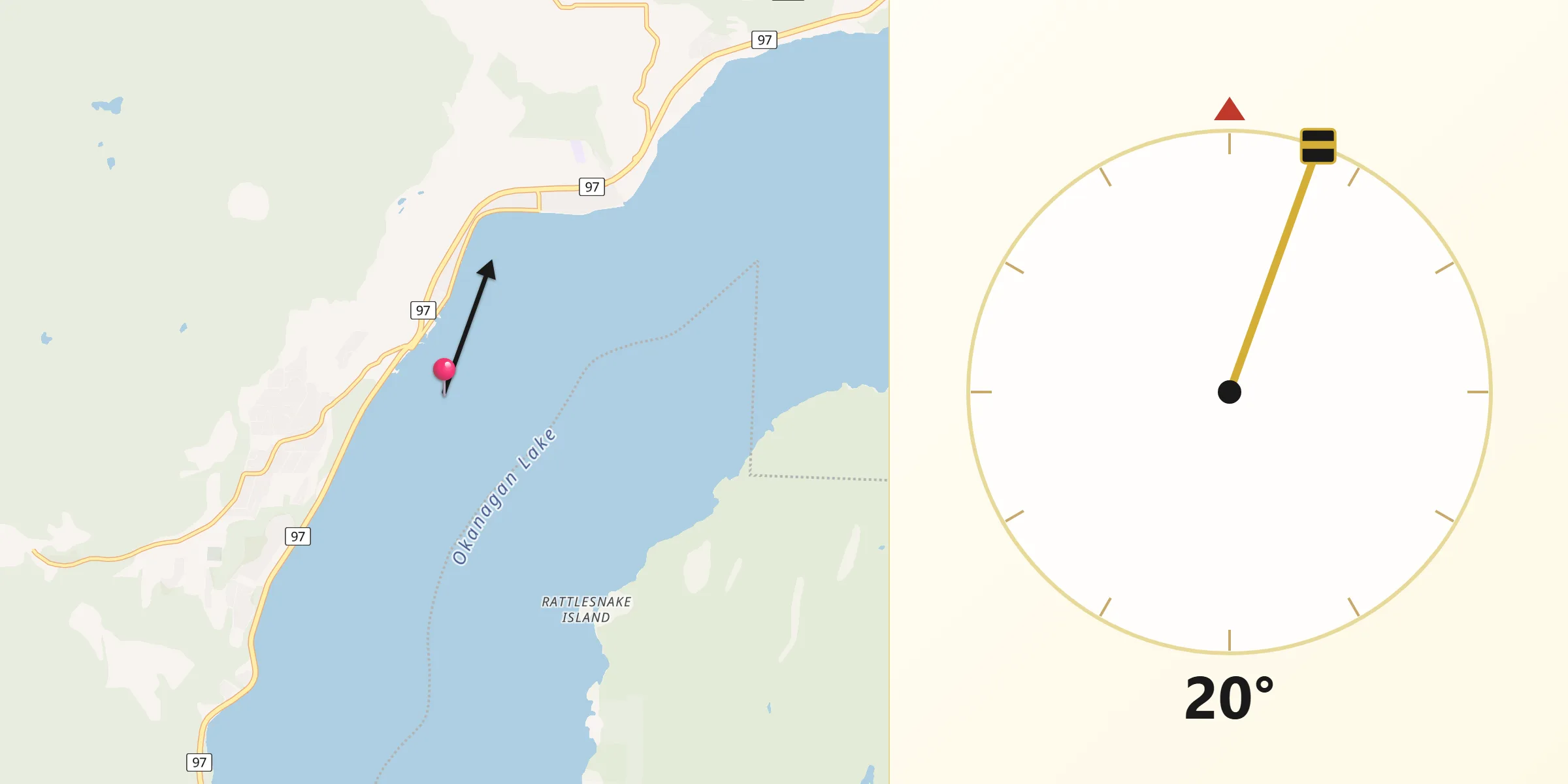 Qibla Direction from Peachland