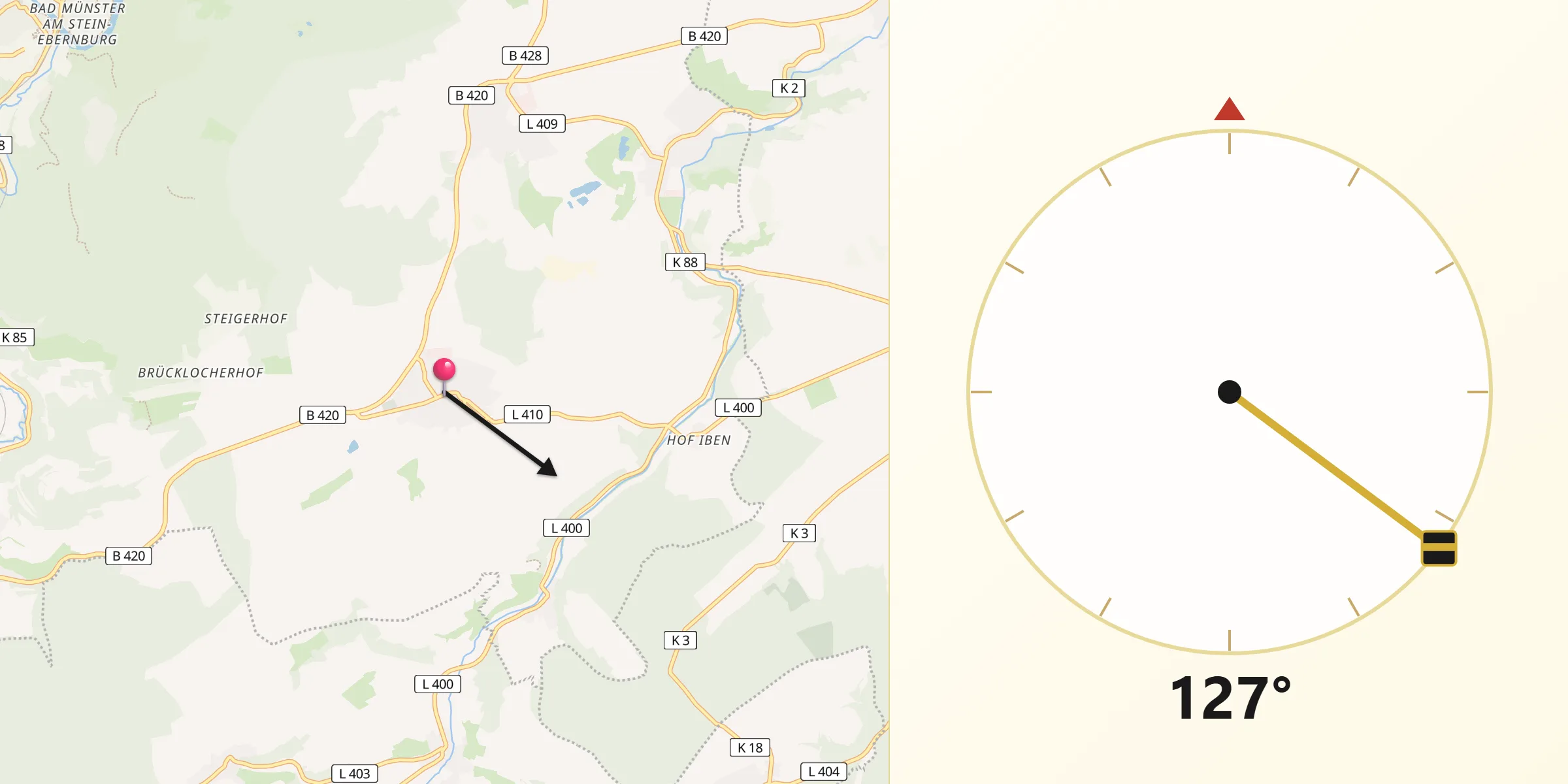 Qibla-Richtung von Fürfeld