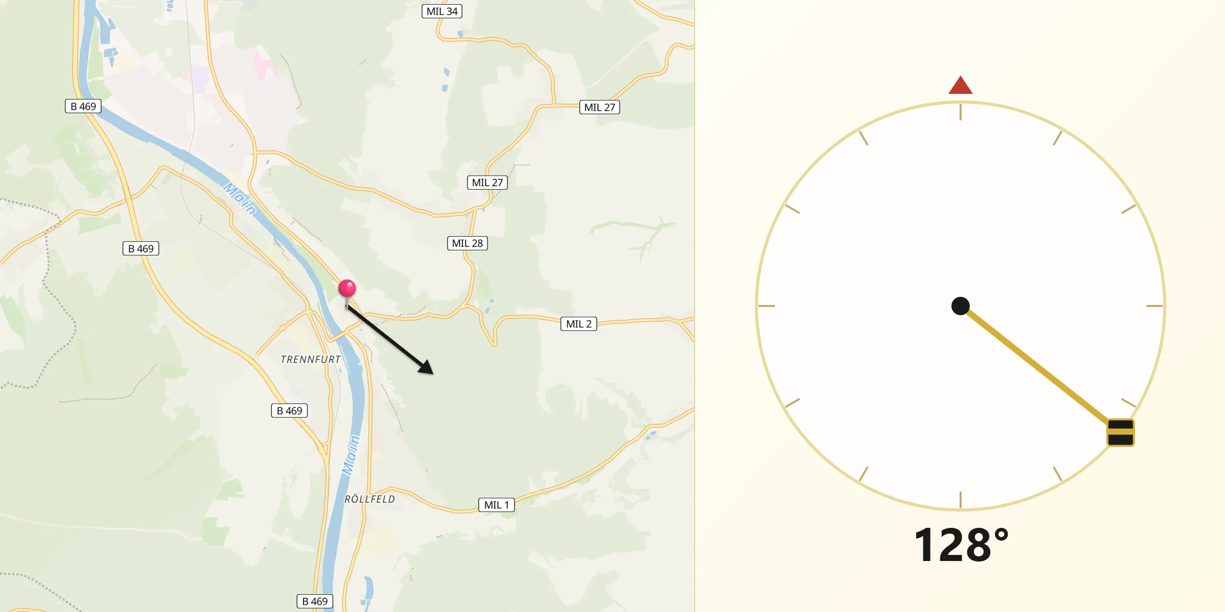 Qibla-Richtung von Klingenberg am Main