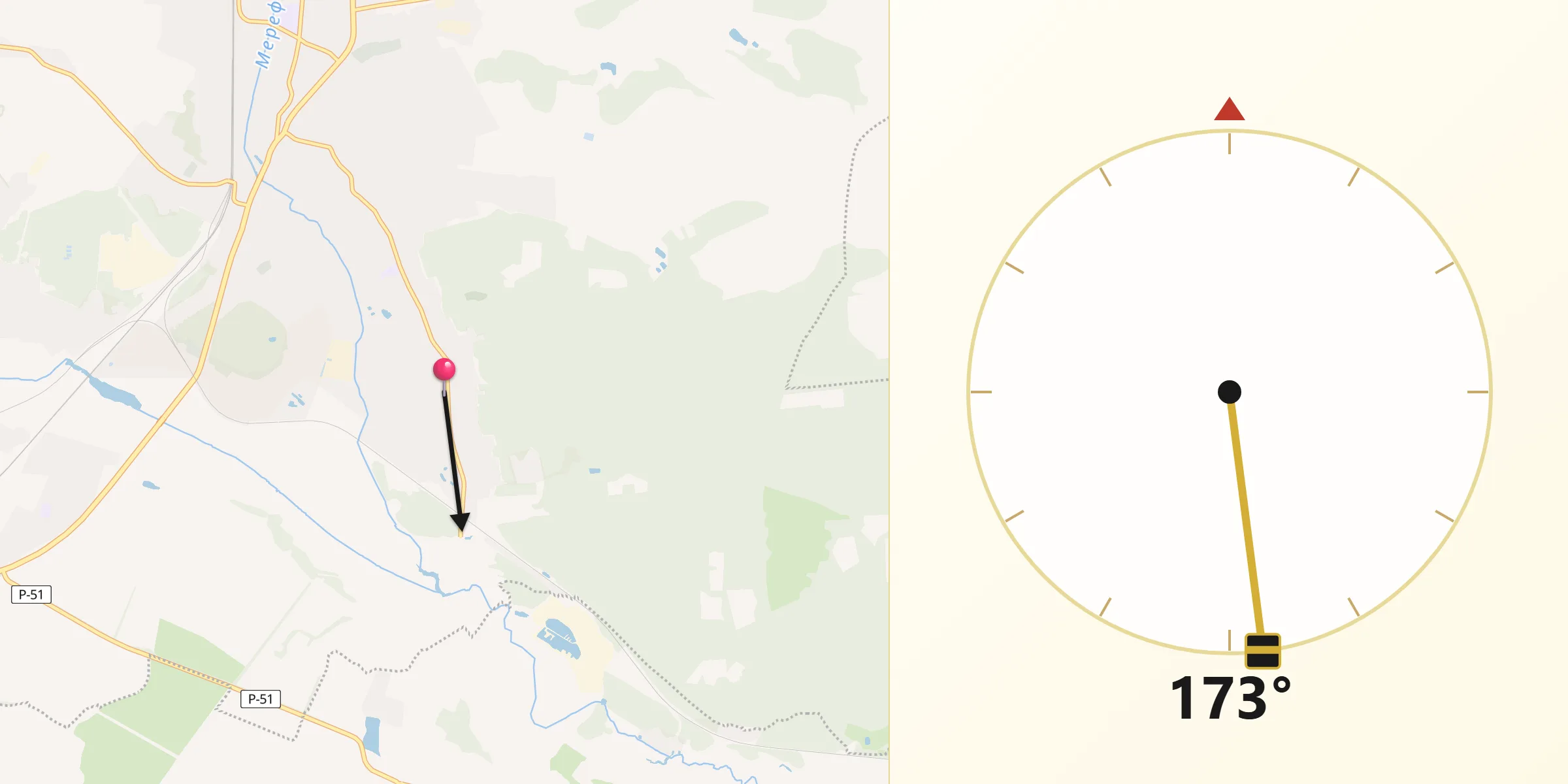 Направление Киблы из Utkivka