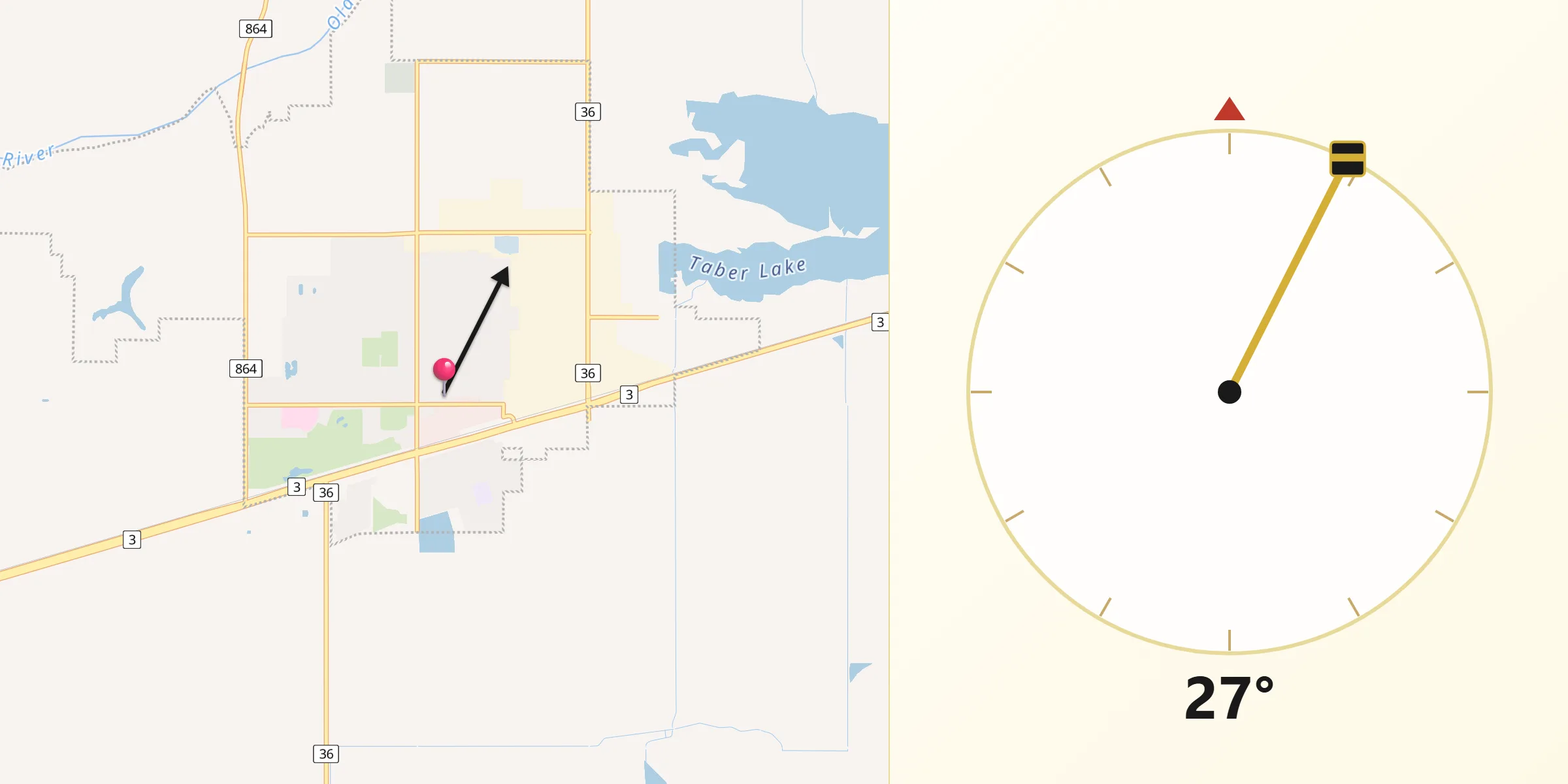 Qibla Direction from Taber