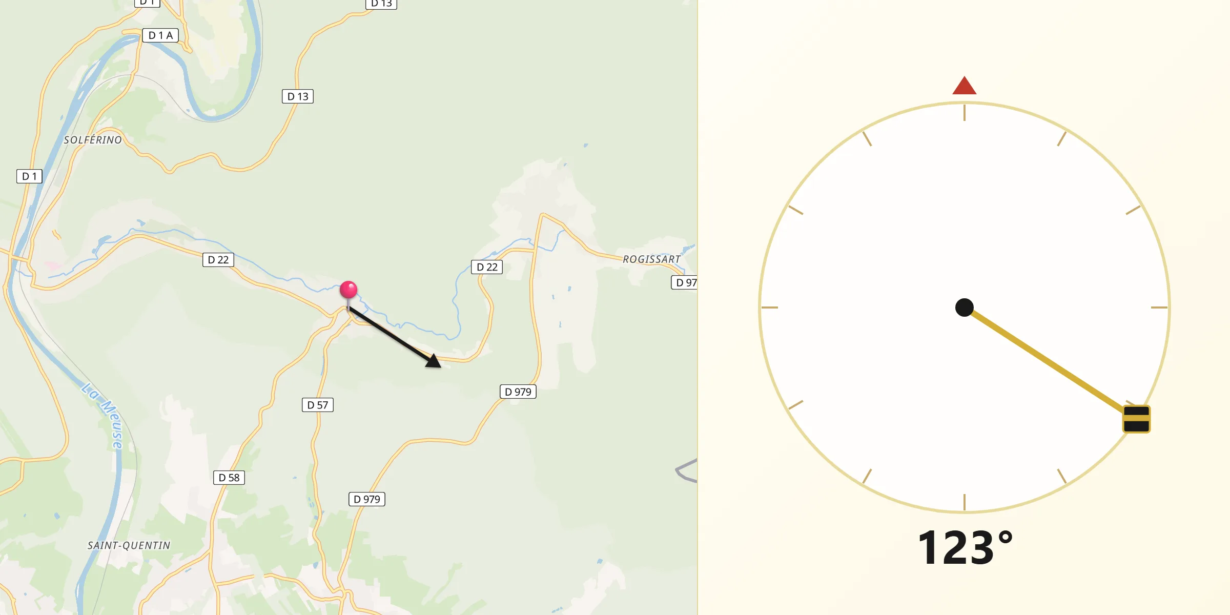 Direction vers la Qibla depuis Neufmanil