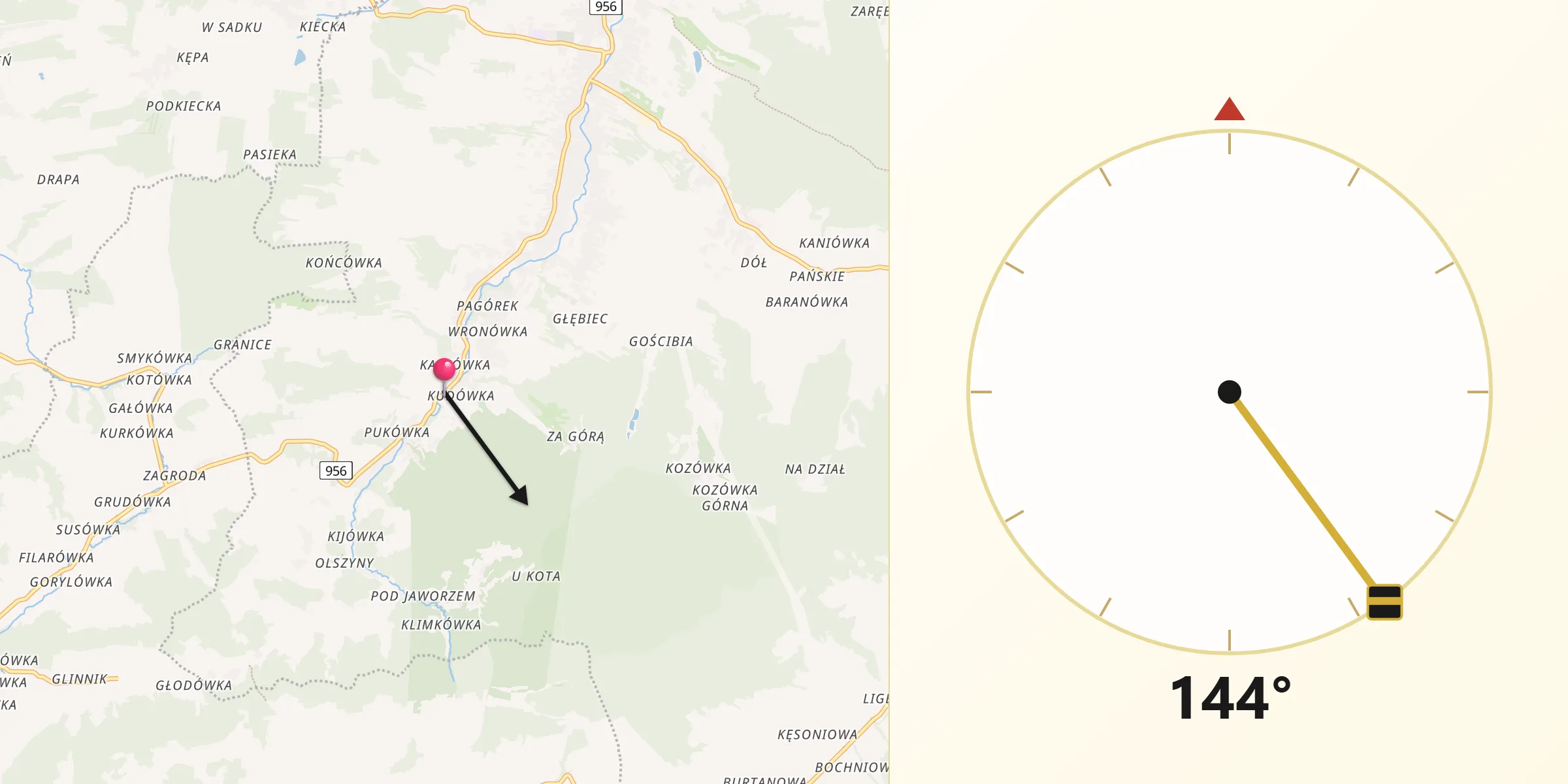 Kierunek Qibla z Harbutowice