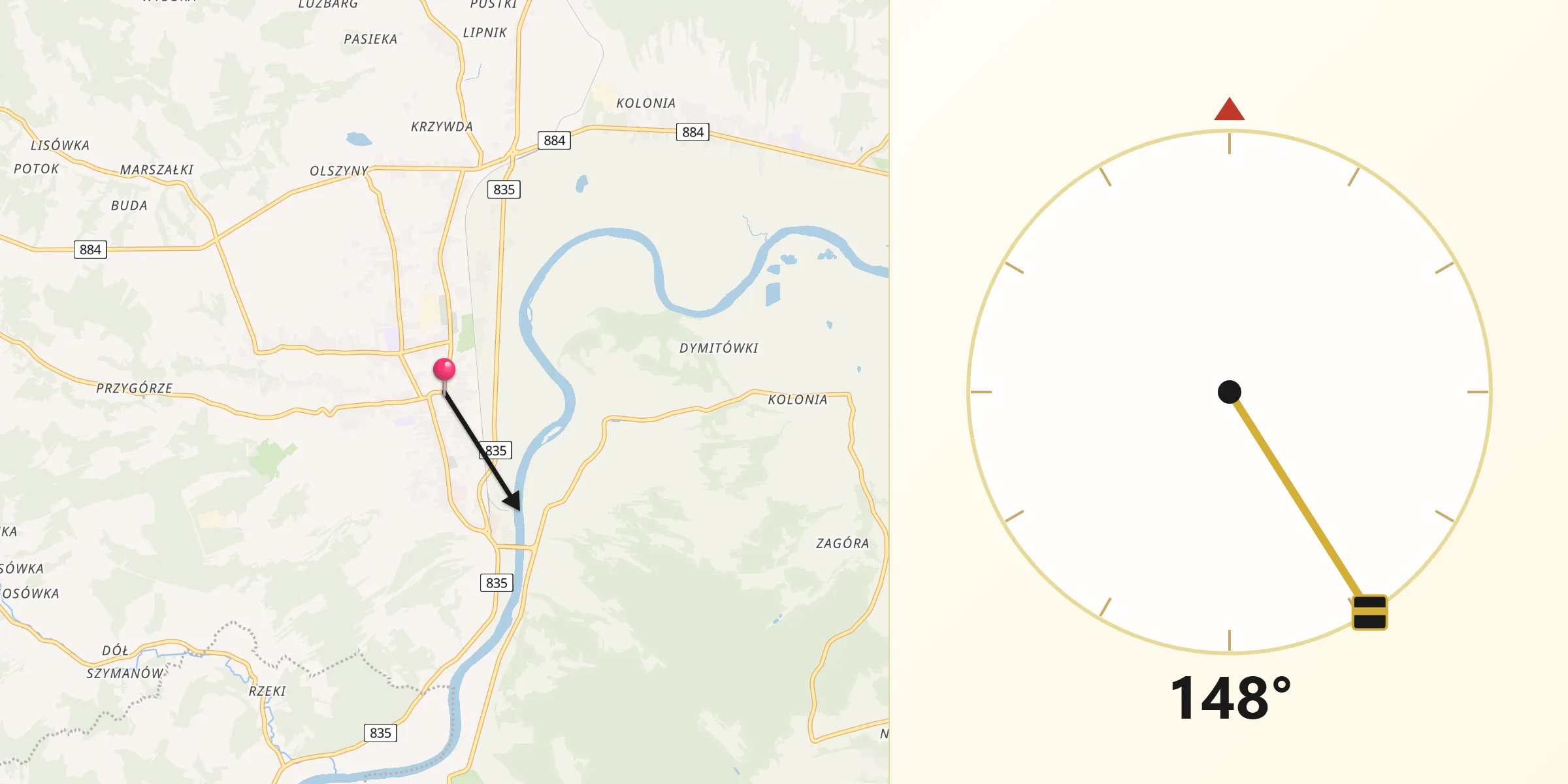 Kierunek Qibla z Dynów