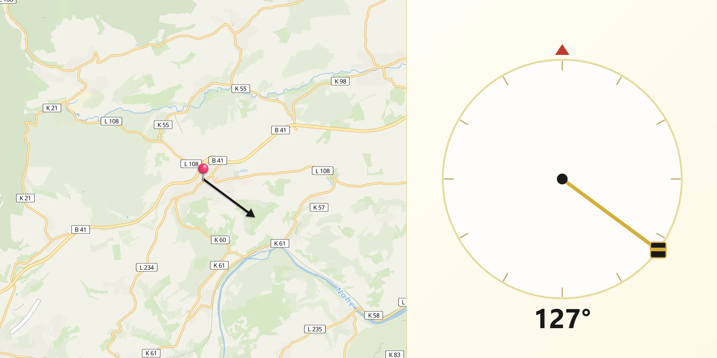 Qibla-Richtung von Waldböckelheim