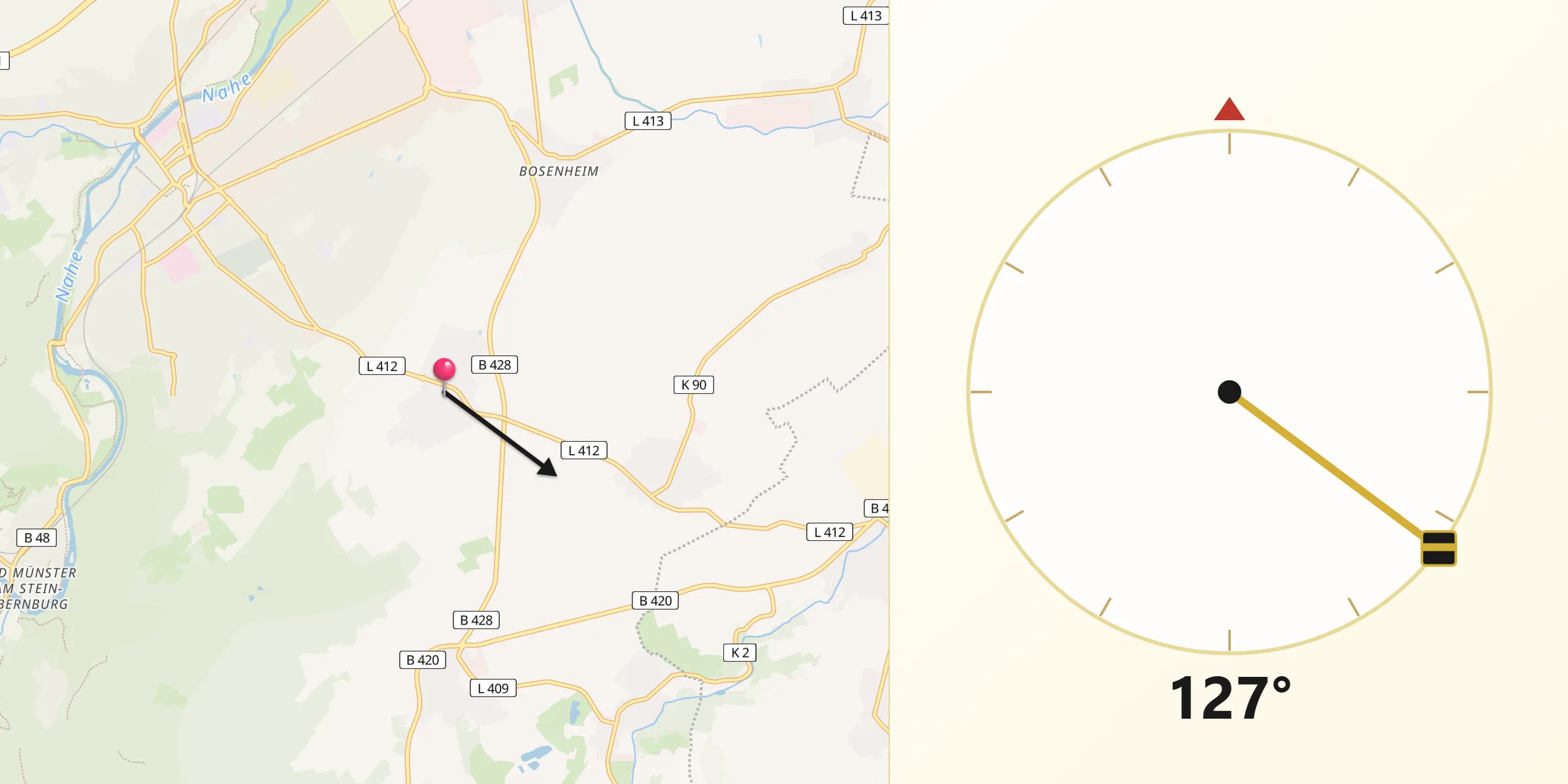 Qibla-Richtung von Hackenheim