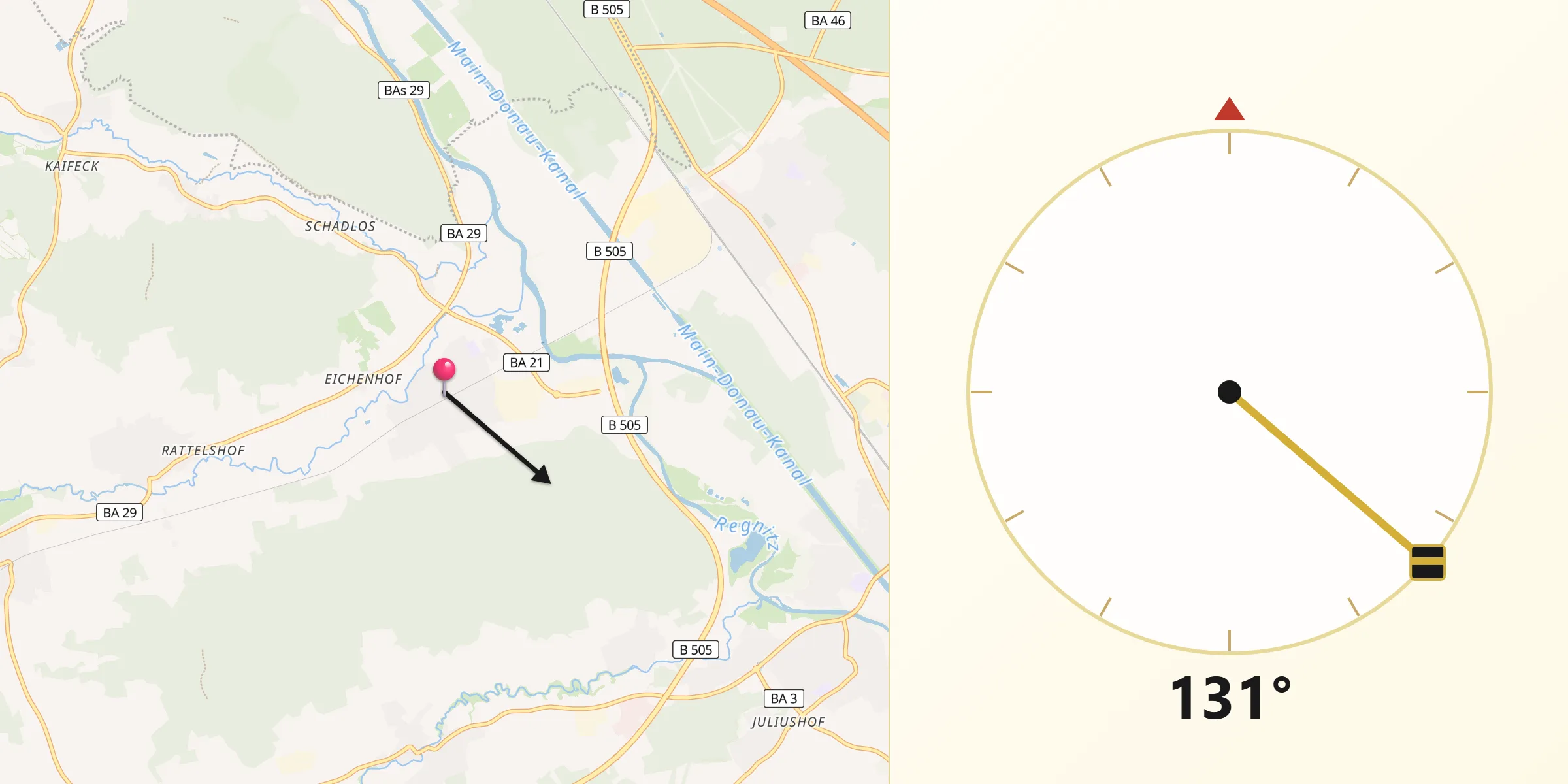 Qibla-Richtung von Pettstadt