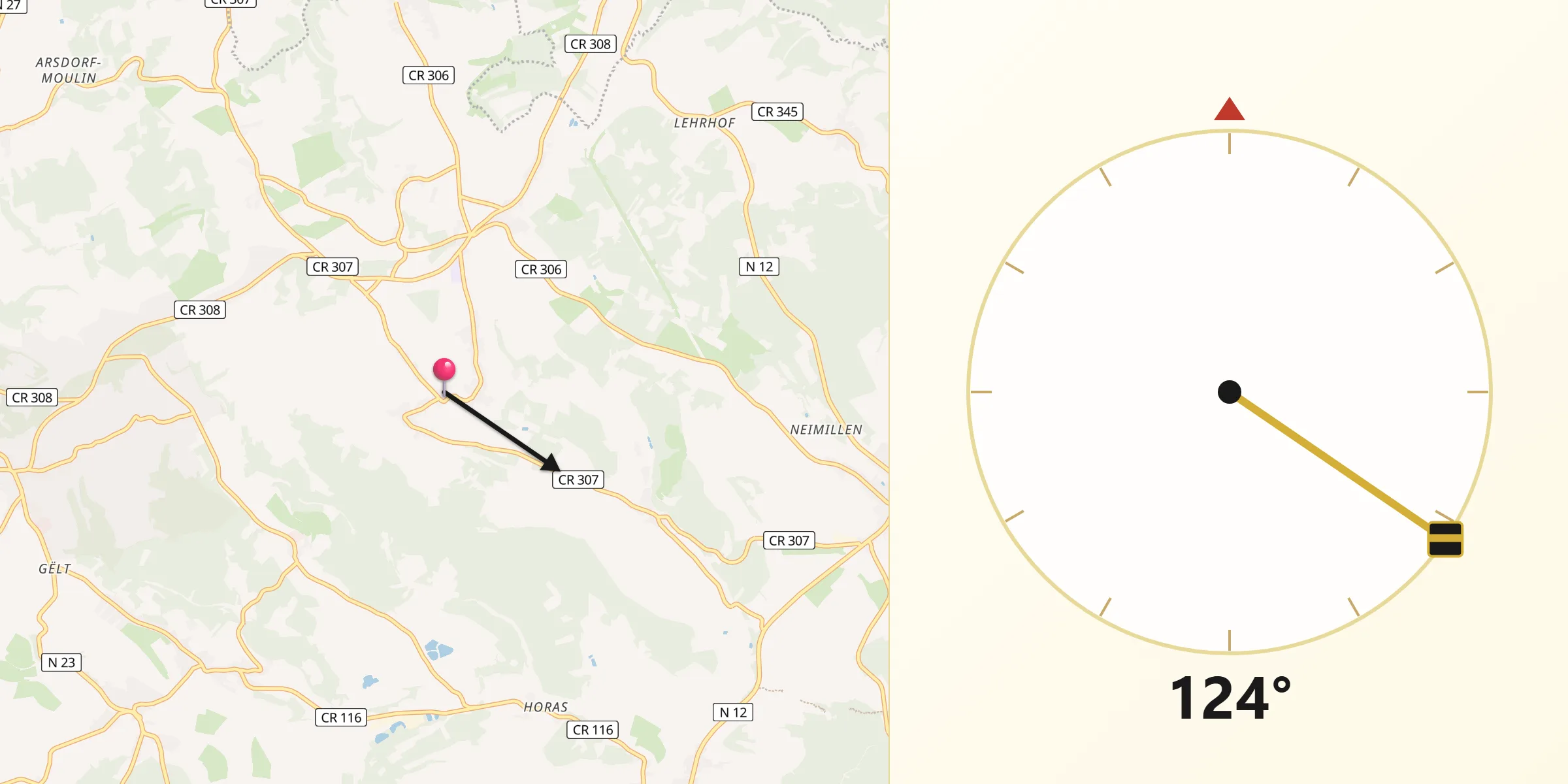 Direction vers la Qibla depuis Wahl