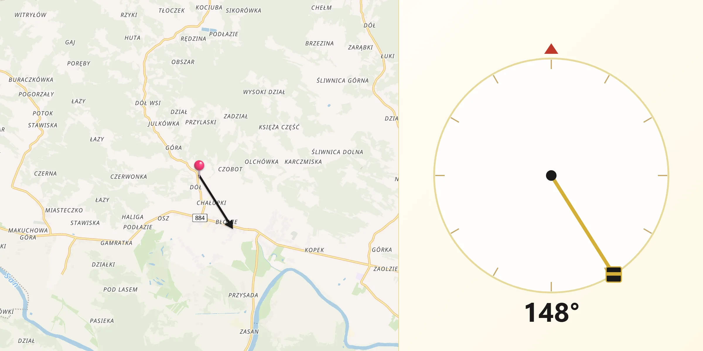 Kierunek Qibla z Przedmieście Dubieckie