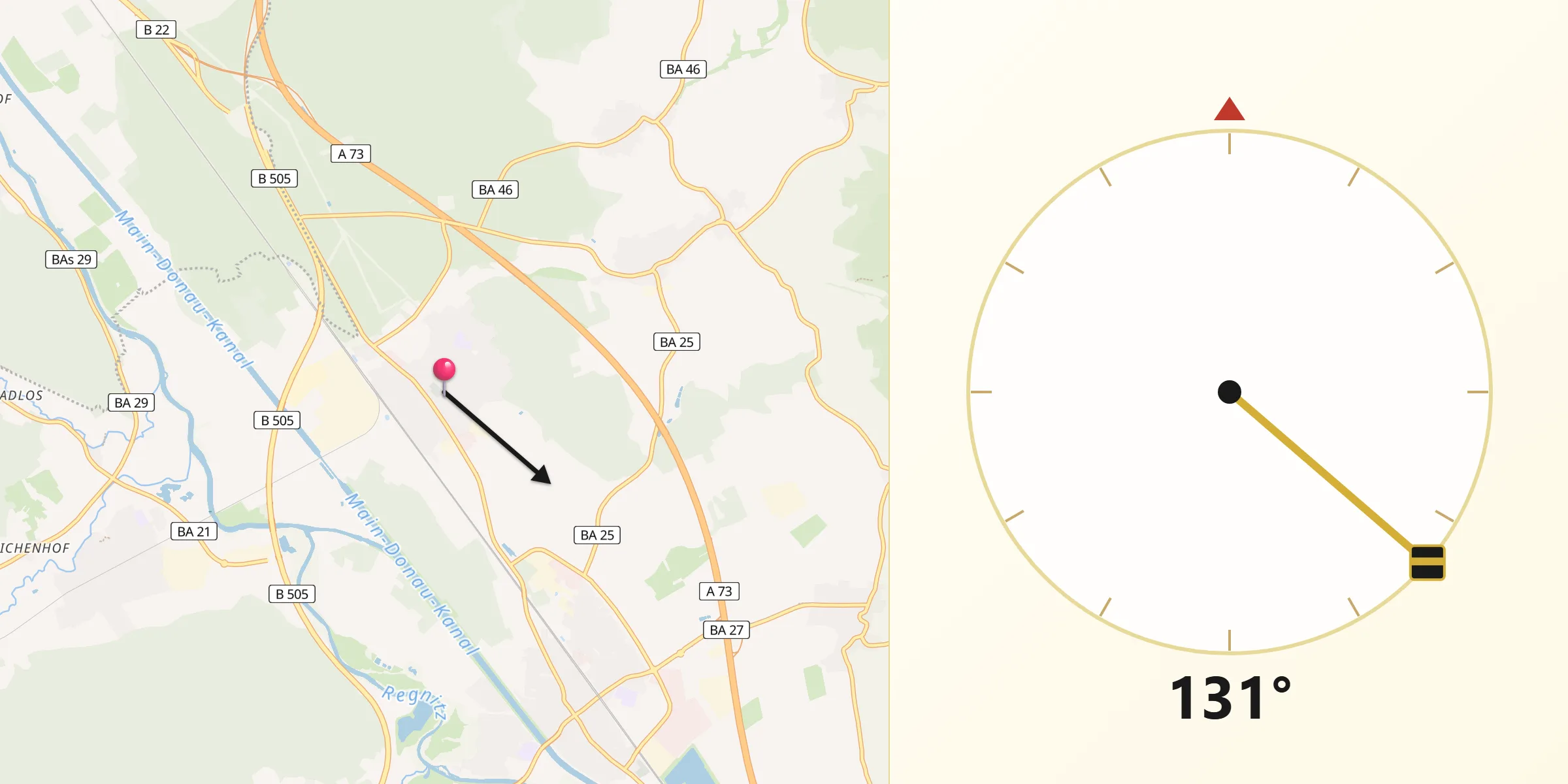 Qibla-Richtung von Strullendorf