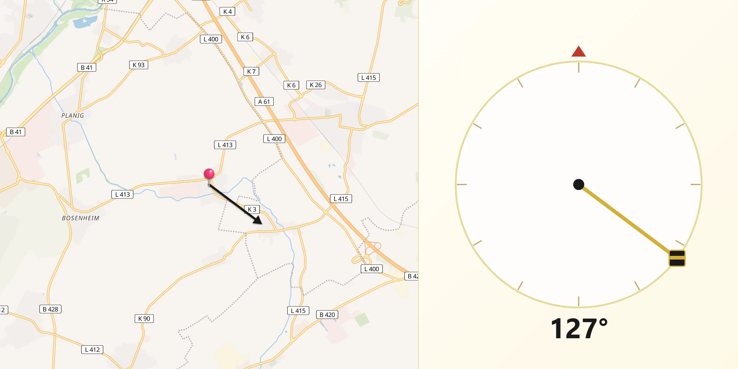Qibla-Richtung von Pfaffen-Schwabenheim