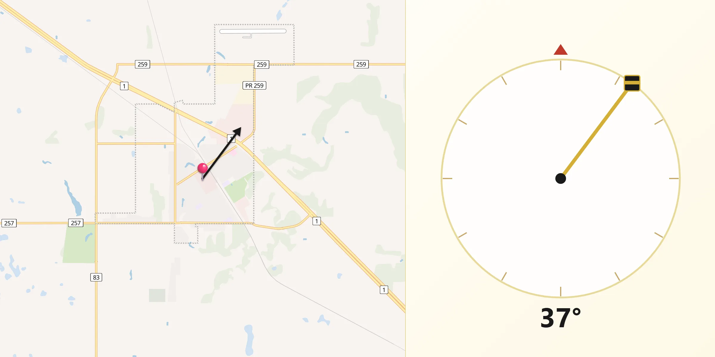 Qibla Direction from Virden