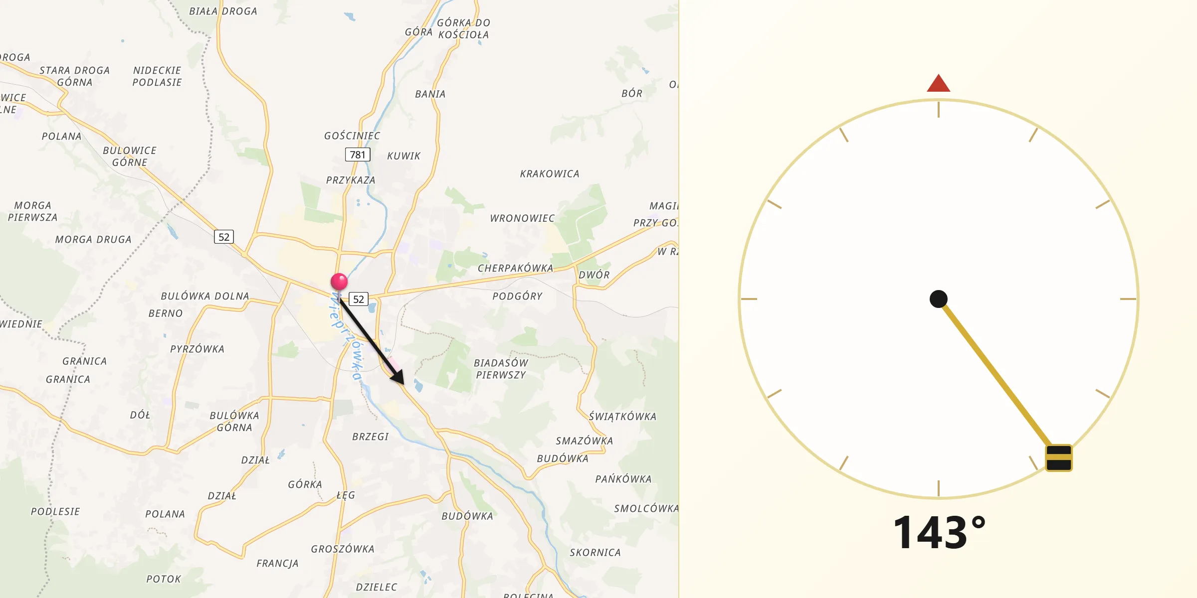 Kierunek Qibla z Andrychów