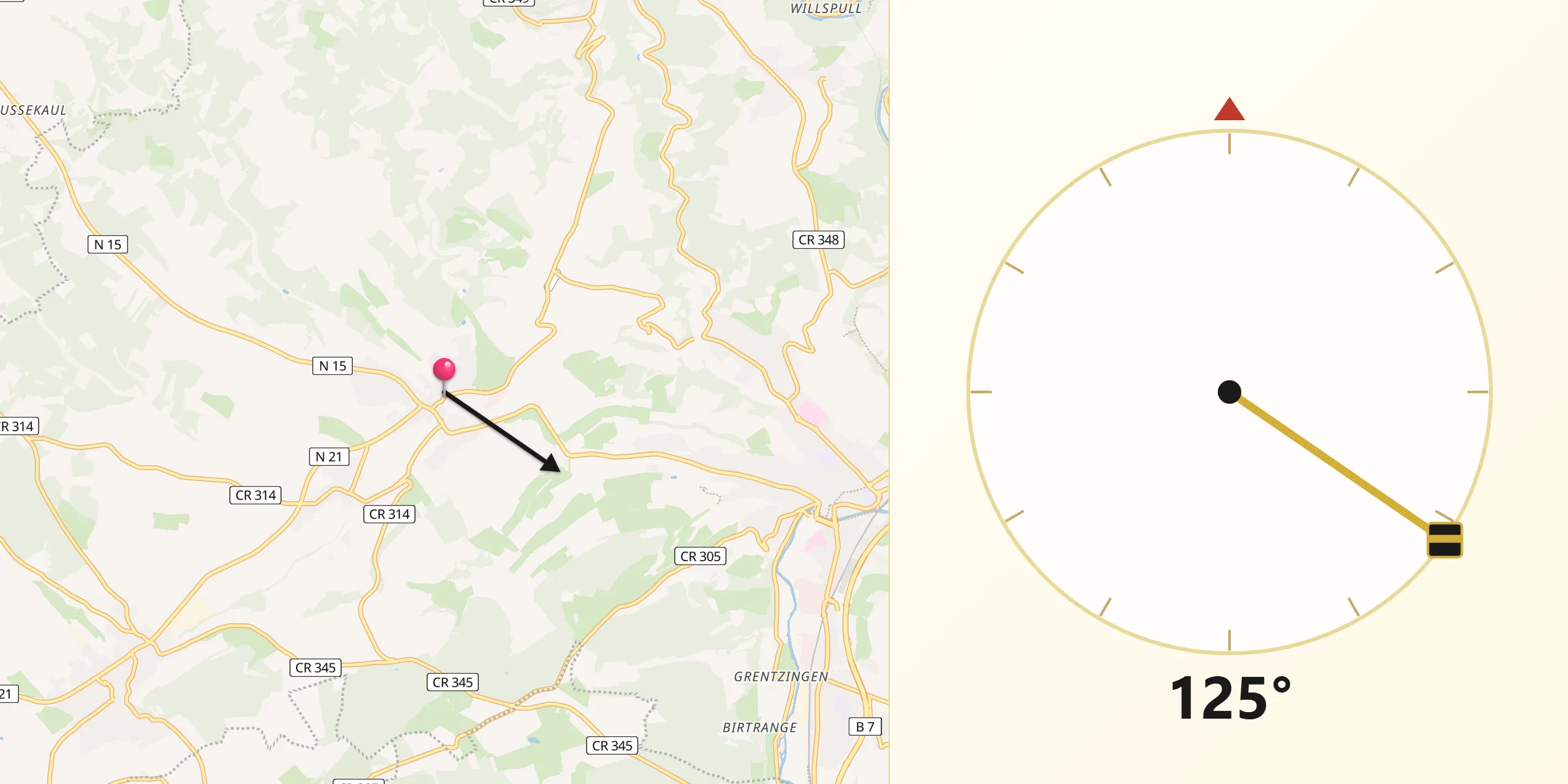 Qibla-Richtung von Niederfeulen