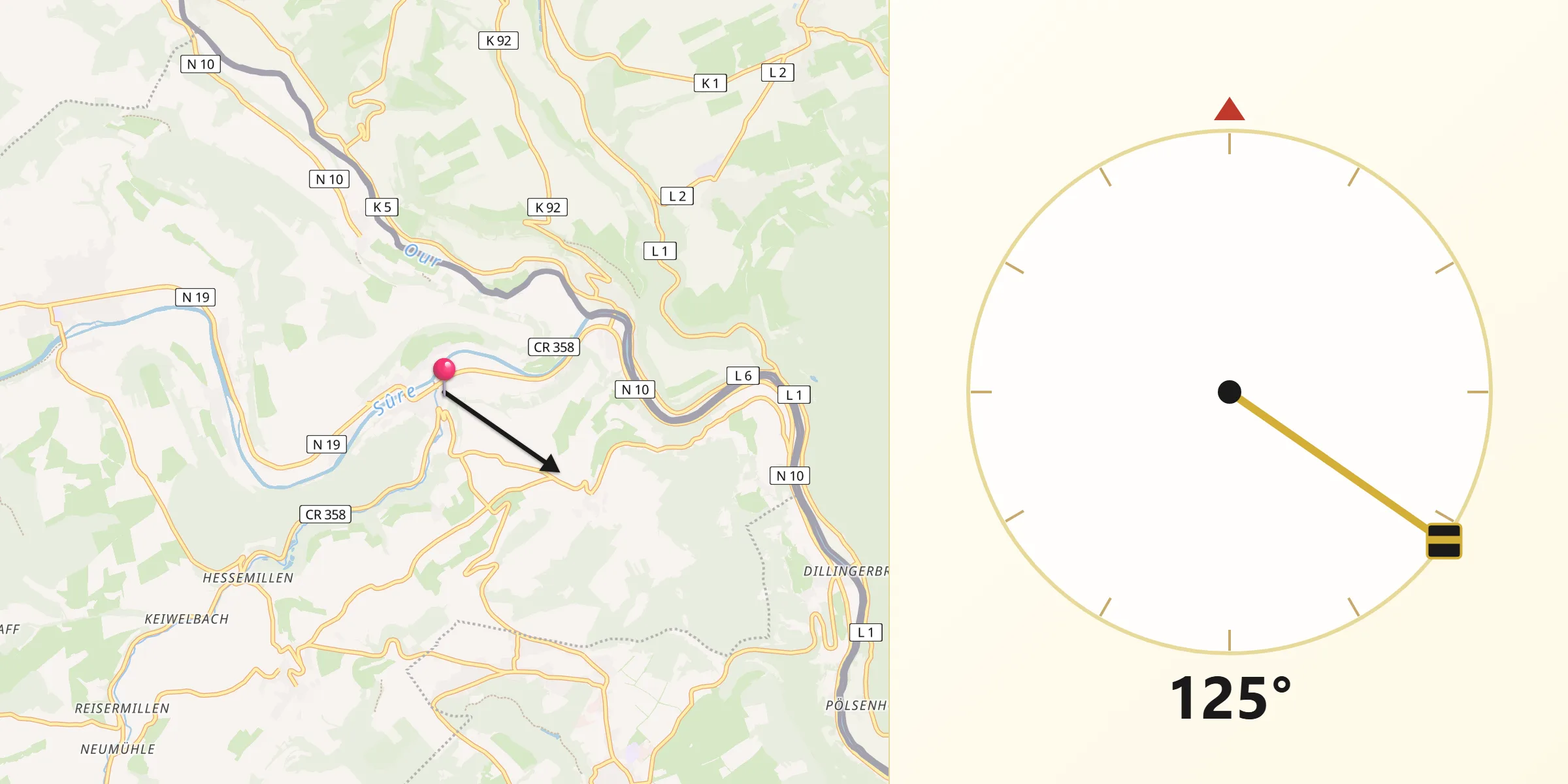 Qibla-Richtung von Reisdorf
