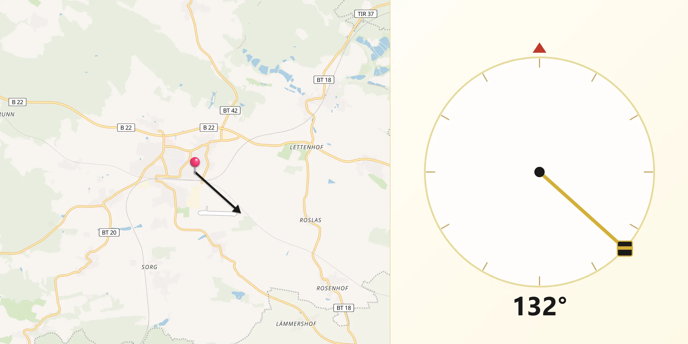 Qibla-Richtung von Speichersdorf