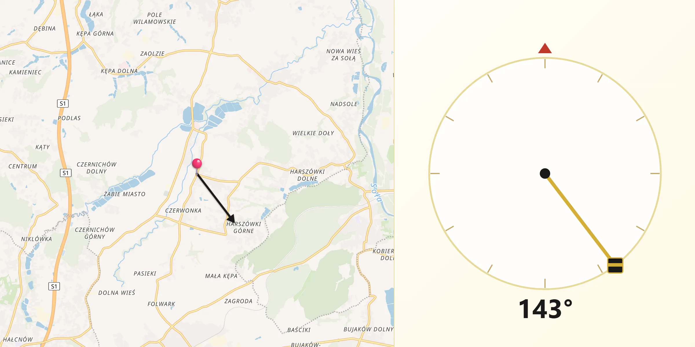 Kierunek Qibla z Pisarzowice