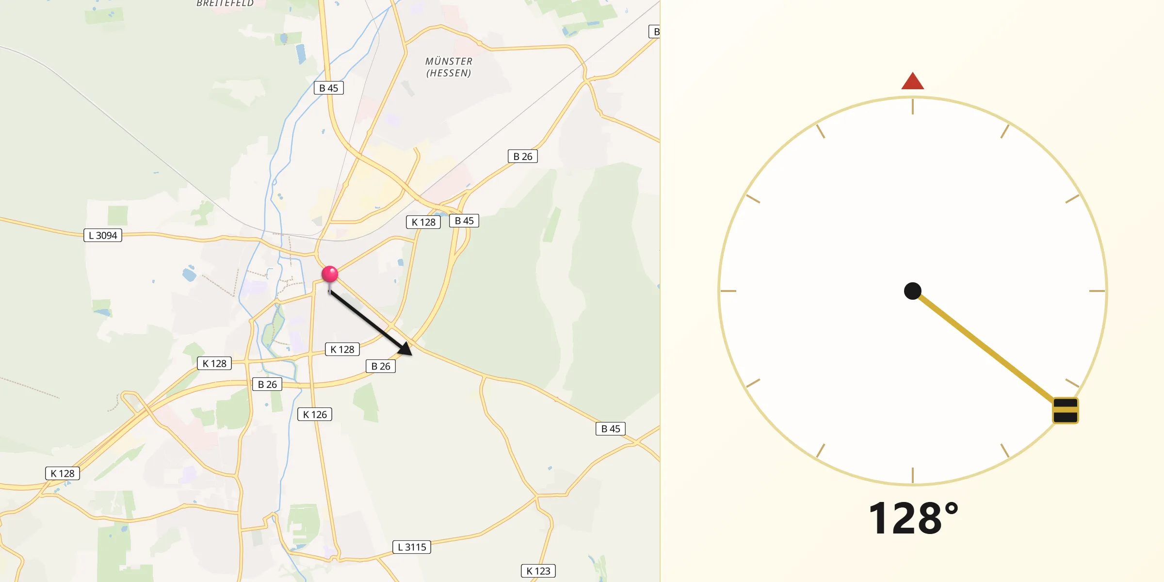Qibla-Richtung von Dieburg