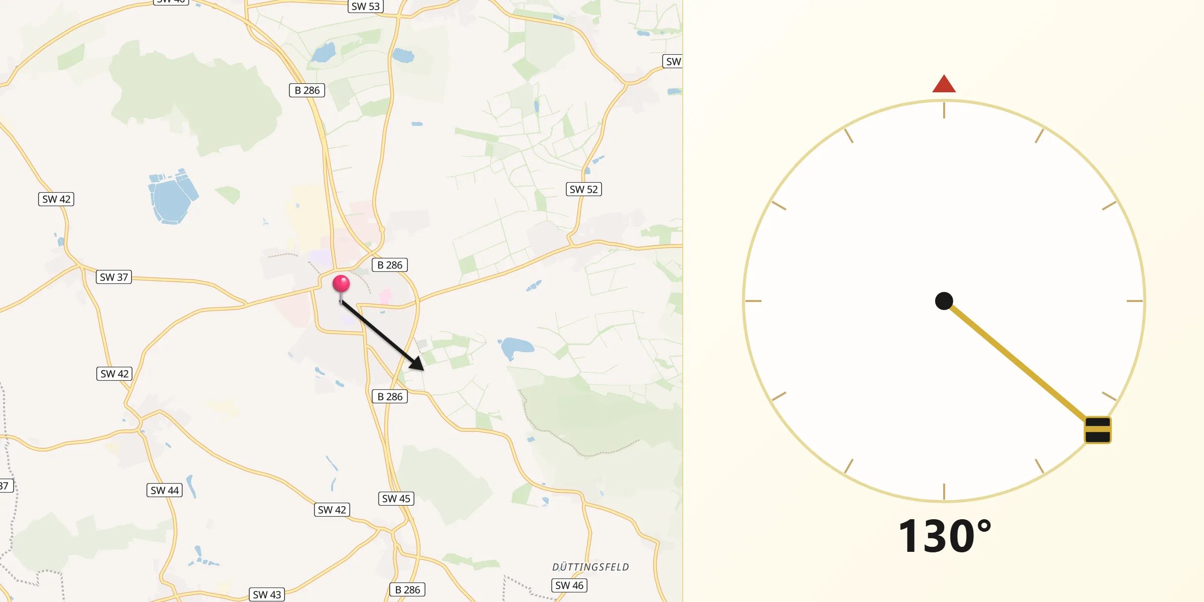 Qibla-Richtung von Gerolzhofen