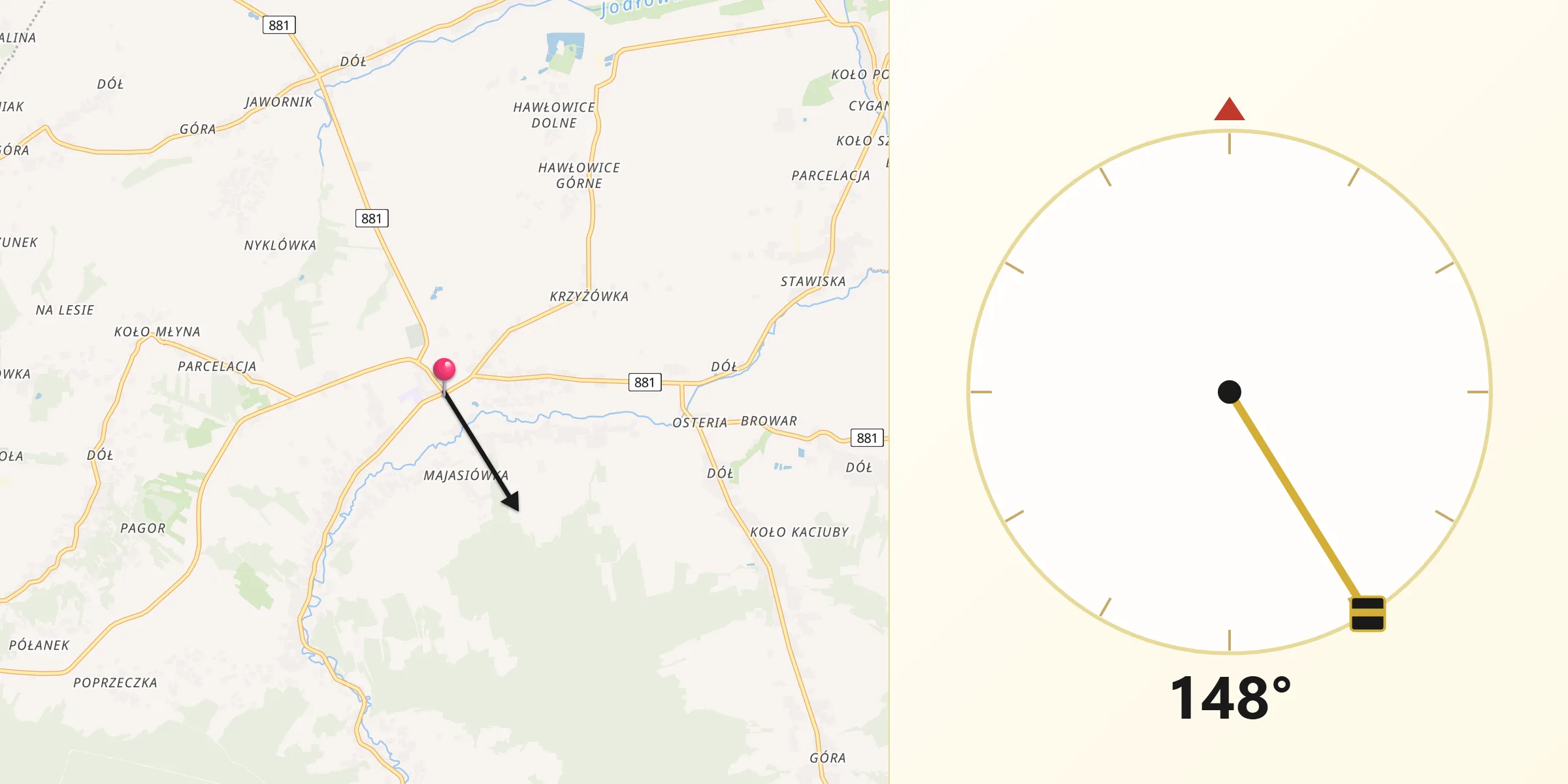 Kierunek Qibla z Pruchnik