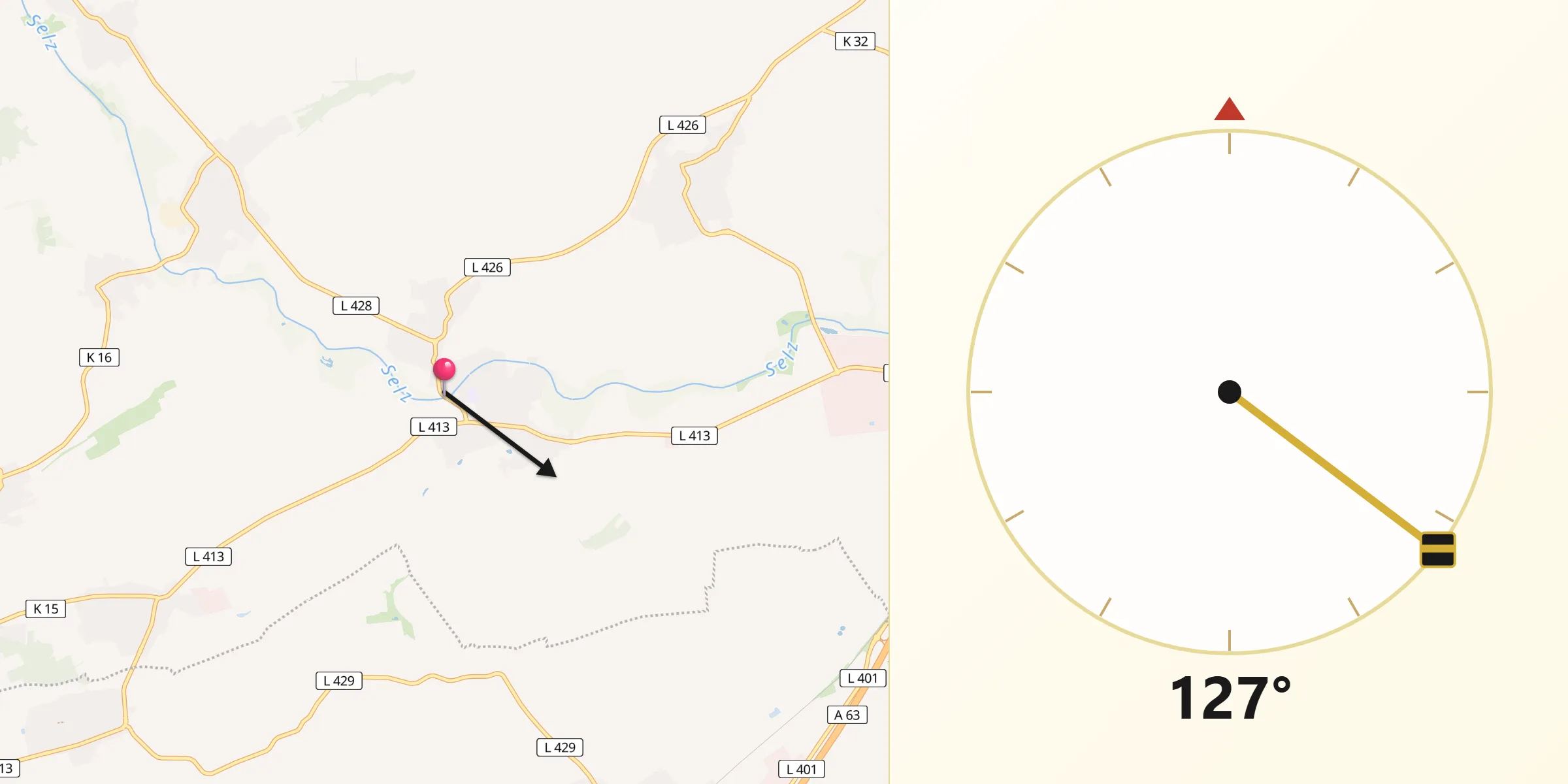 Qibla-Richtung von Stadecken-Elsheim