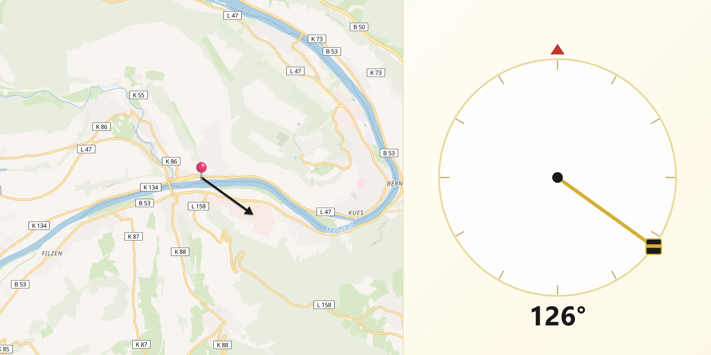 Qibla-Richtung von Lieser