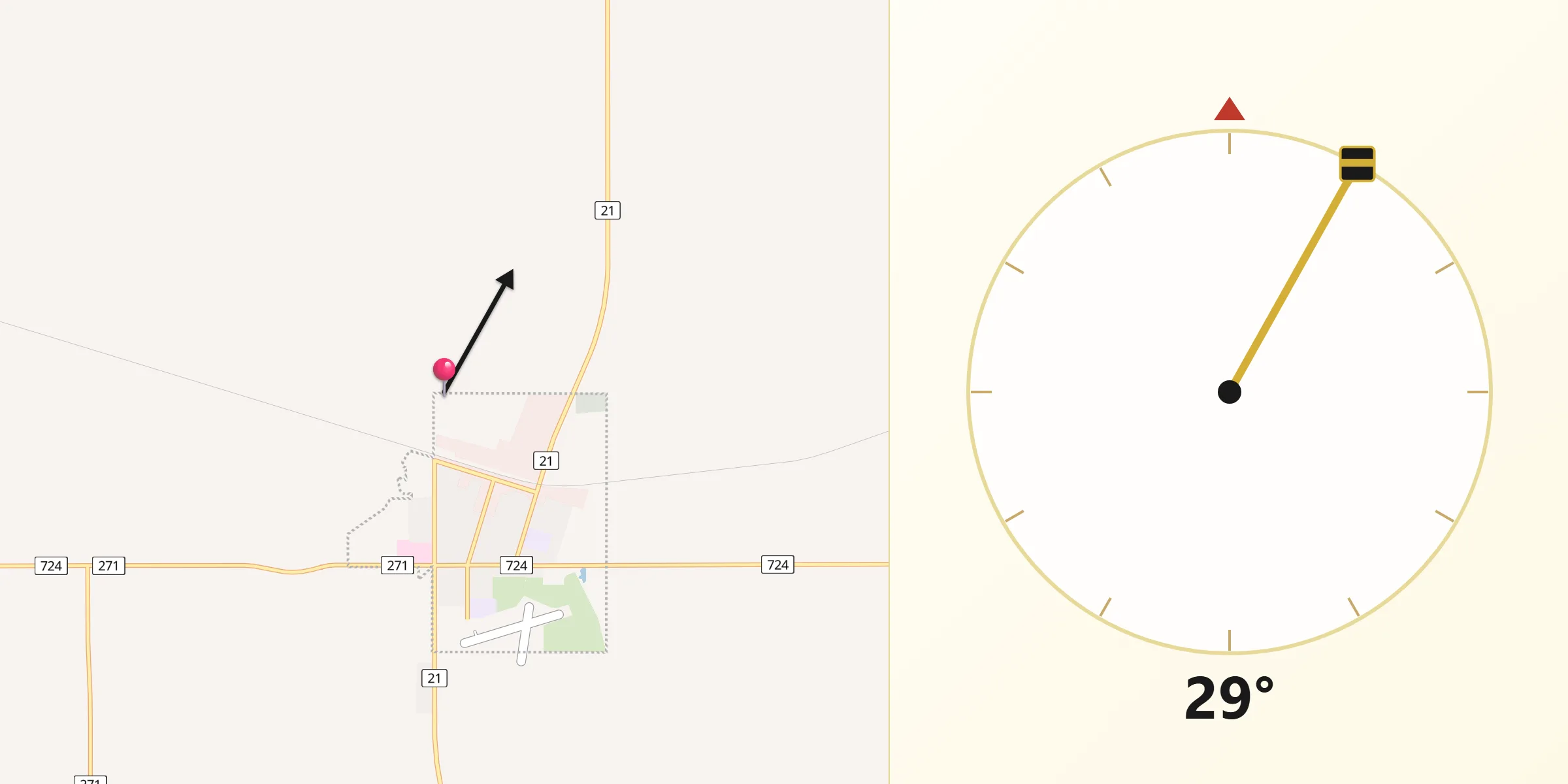 Qibla Direction from Maple Creek