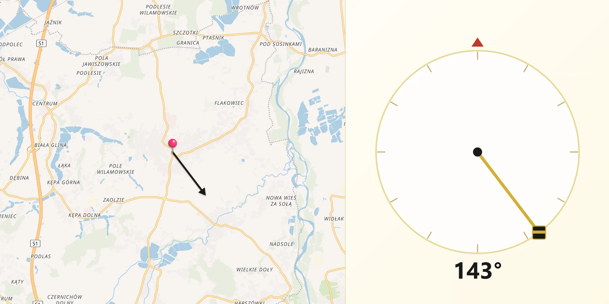 Kierunek Qibla z Wilamowice